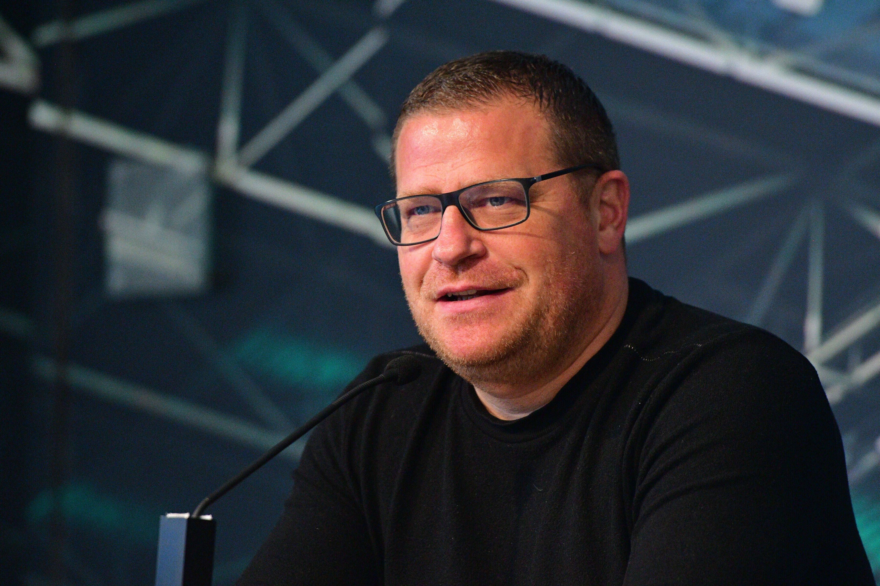 Max Eberl, Manager der Gladbacher Borussia, spricht bei einer Pressekonferenz.