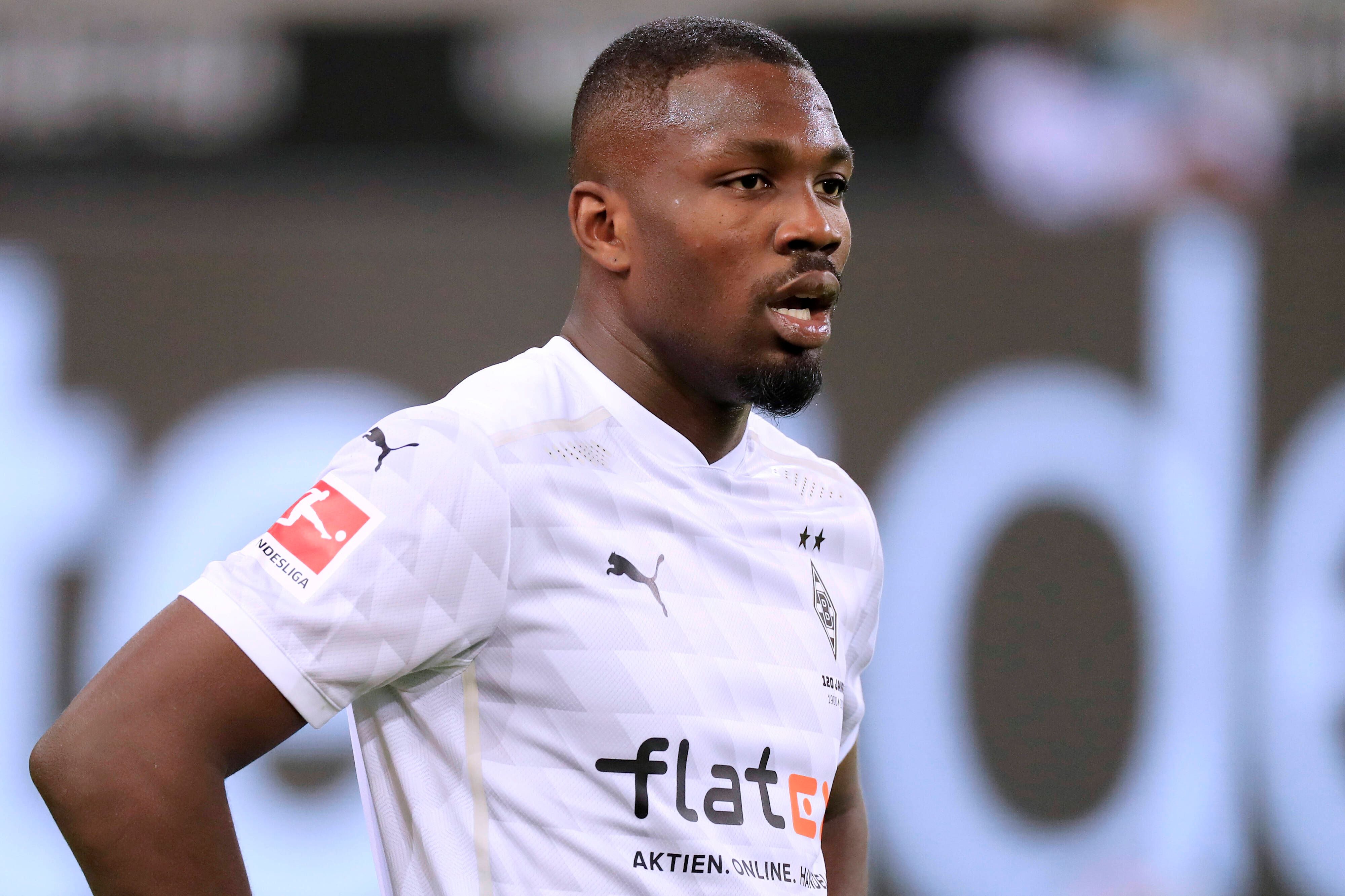 Borussia Mönchengladbachs Stürmer Marcus Thuram während der Partie gegen Wolfsburg auf dem Platz im Borussia-Park.