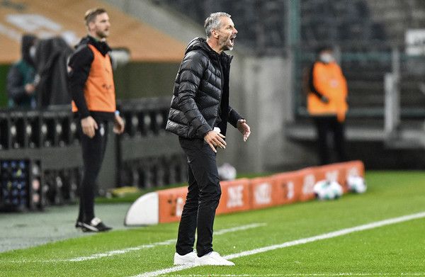 Trainer Marco Rose feuerte seine Borussen-Mannschaft beim Sieg gegen RB Leipzig immer wieder lautstark von der Seitenlinie aus an.