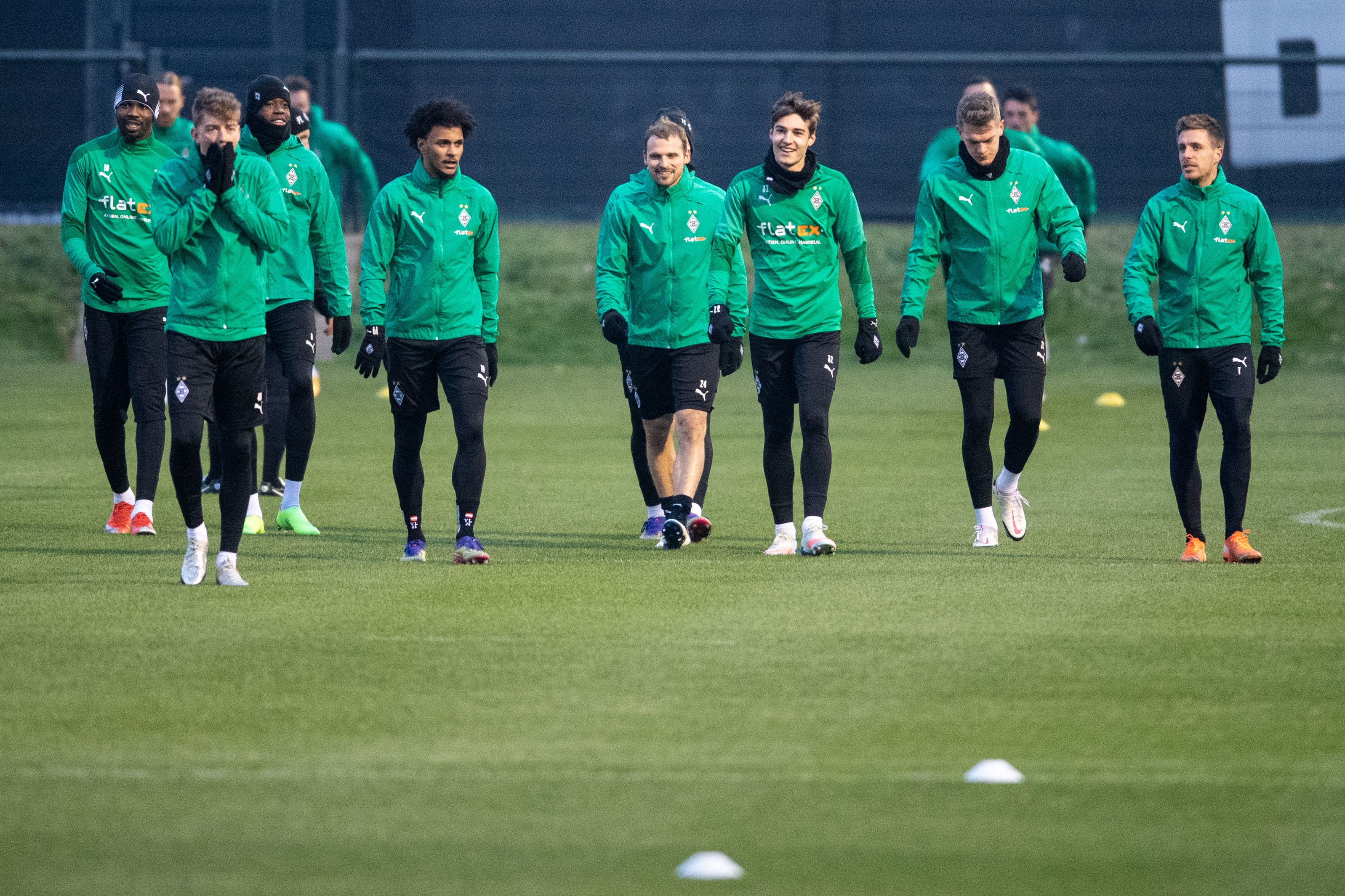 Das Team von Borussia Mönchengladbach beim Abschlusstraining vor dem Champions-League-Match gegen Inter Mailand am 30. November 2020.