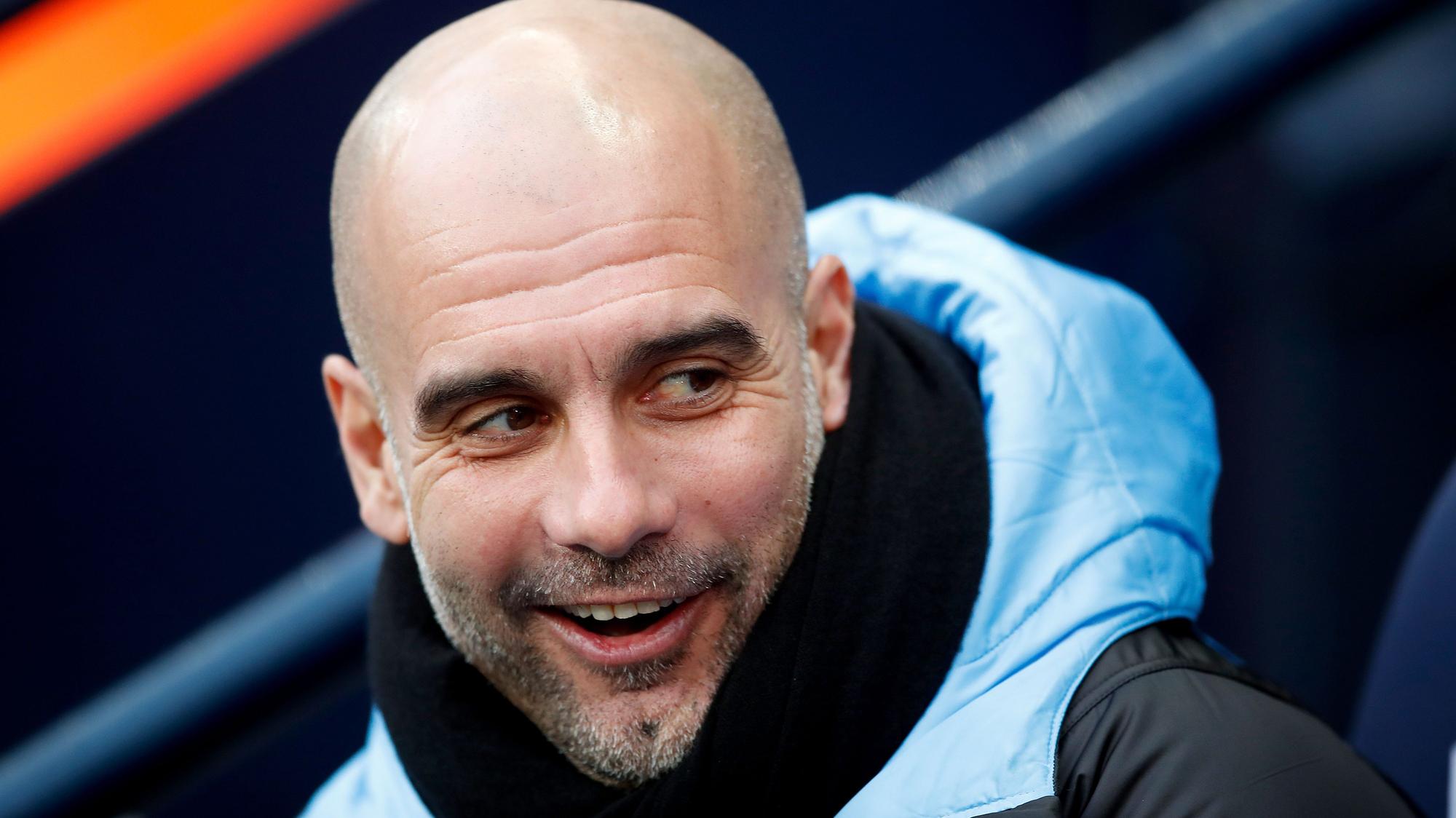 Manchester Citys Trainer Pep Guardiola am 18.01.2020 beim Premier-League-Match gegen Crystal Palace.