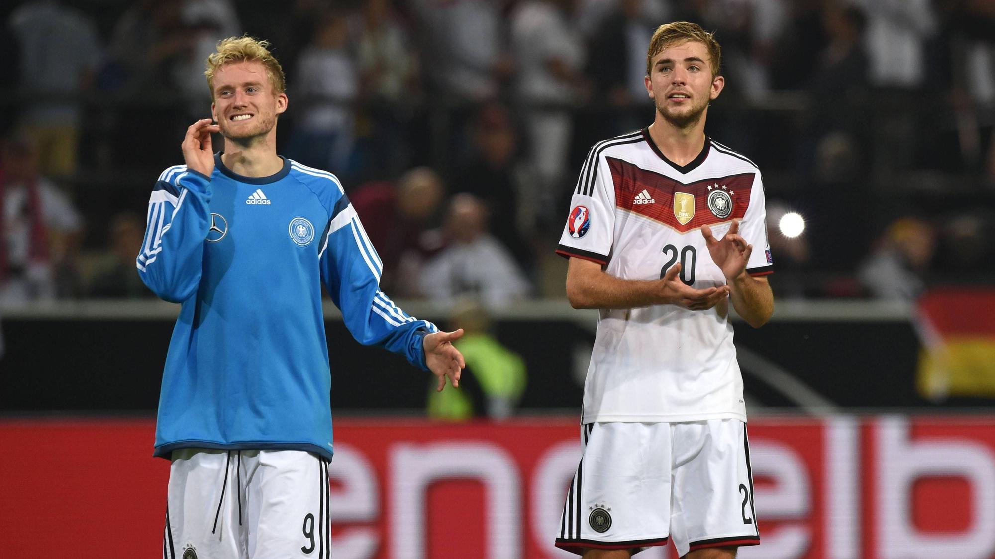Christoph Kramer (Deutschland), re.und Andre Schürrle beim Spiel der DFB-Elf gegen Schottland in der Saison 2014/15.