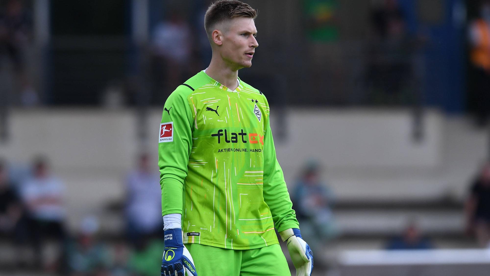 Moritz Nicolas, hier bei einem Testspiel der Fohlen am 10. Juli 2021 im Grenzlandstadion, könnte am Sonntag (31. Juli) zu seinem ersten Pflichtspiel bei den Profis von Borussia Mönchengladbach kommen.
