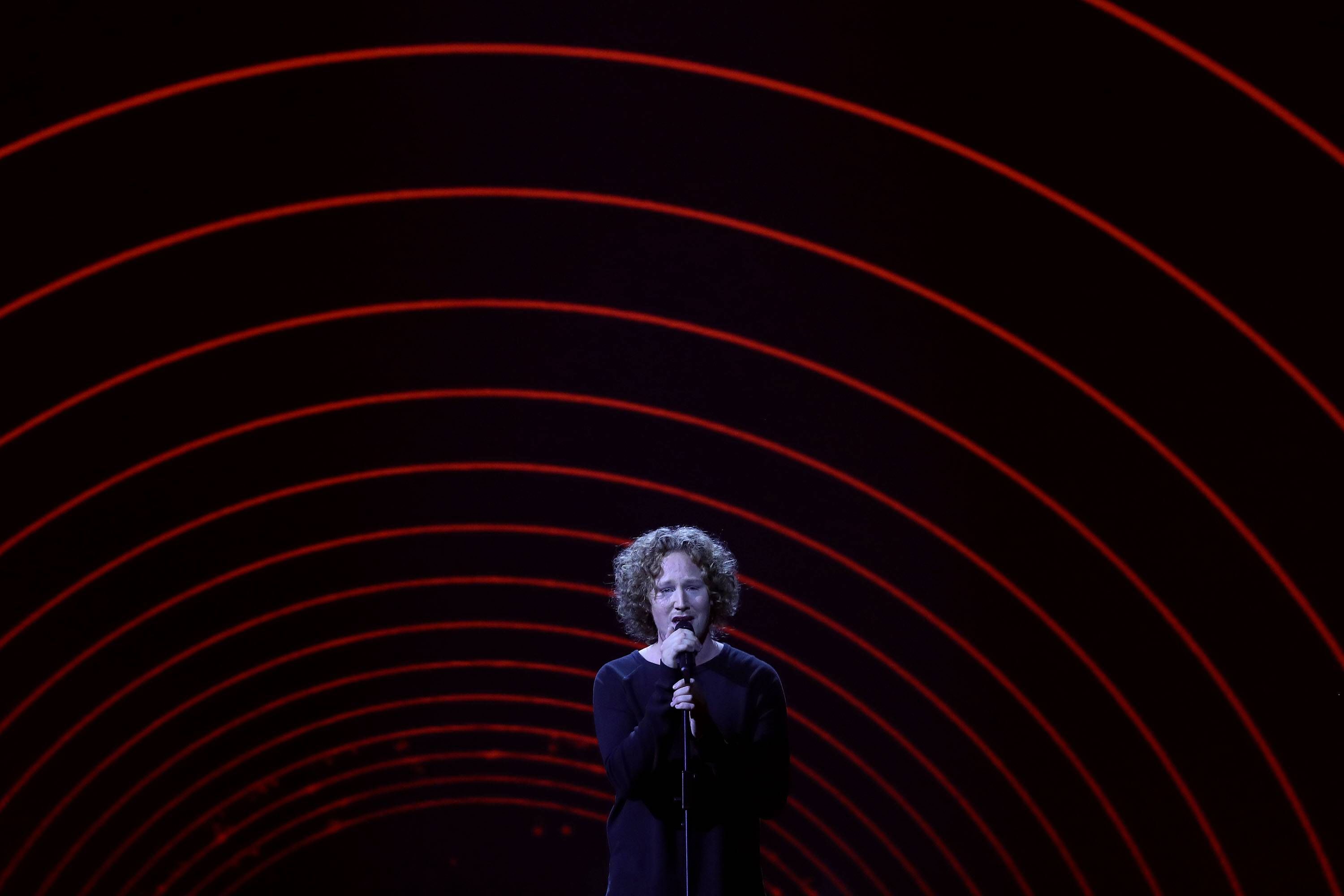 Michael Schulte bei seinem Auftritt beim Eurovision-Songcontest am 12. Mai 2018 in Lissabon.