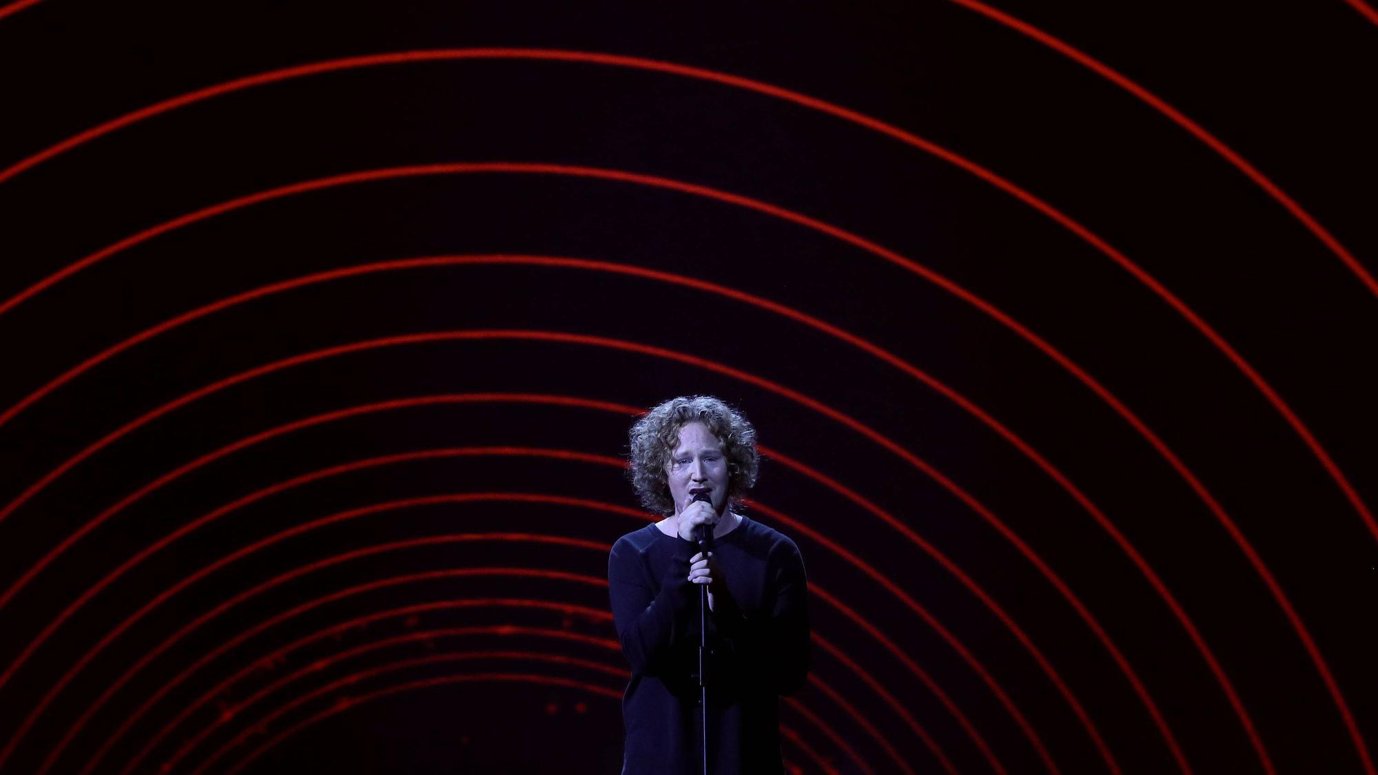 Michael Schulte bei seinem Auftritt beim Eurovision-Songcontest am 12. Mai 2018 in Lissabon.