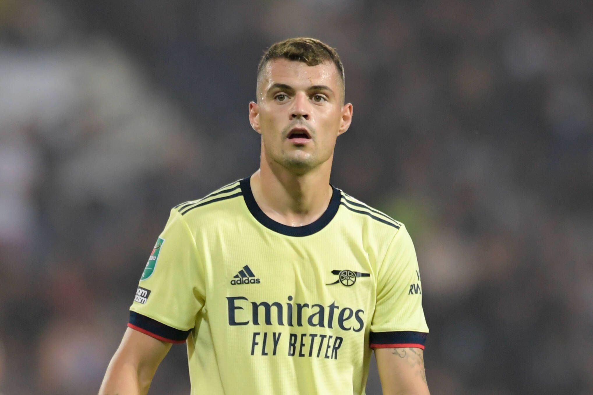 Granit Xhaka, ehemaliger Spieler von Borussia Mönchengladbach, hier am 25. August, fällt mit einem Innenbandriss im Knie verletzt aus.