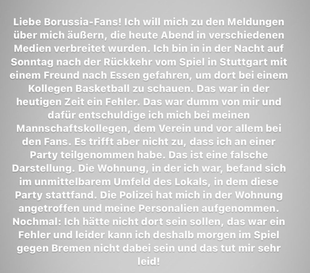 Dieses Statement veröffentlichte Borussia-Stürmer Breel Embolo am Montagabend.