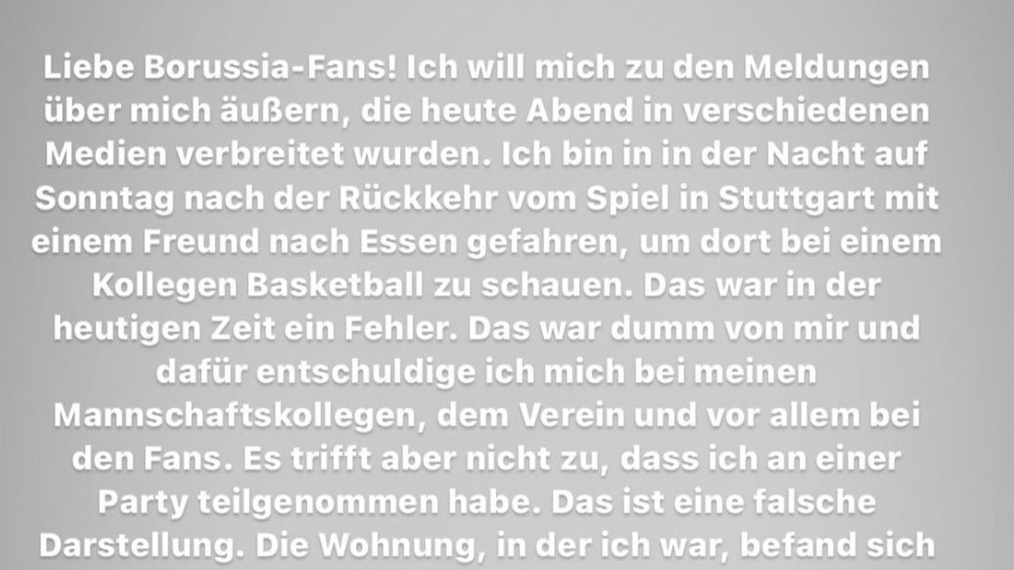 Dieses Statement veröffentlichte Borussia-Stürmer Breel Embolo am Montagabend.
