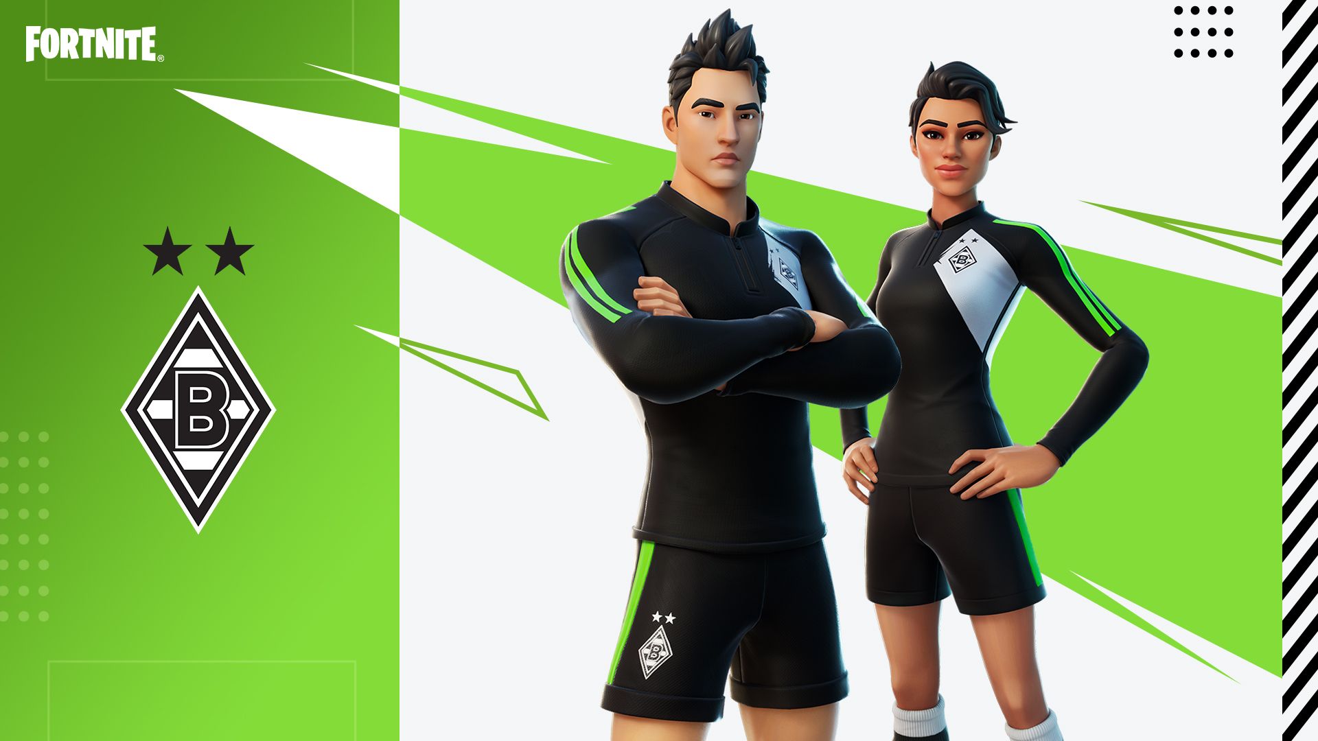 Borussia-E-Sports kooperiert mit der Firma Epic Games, einem der führenden Spielehersteller der Welt. Diese undatierte Grafik zeigt Spielfiguren im Design der Gladbacher Borussia.