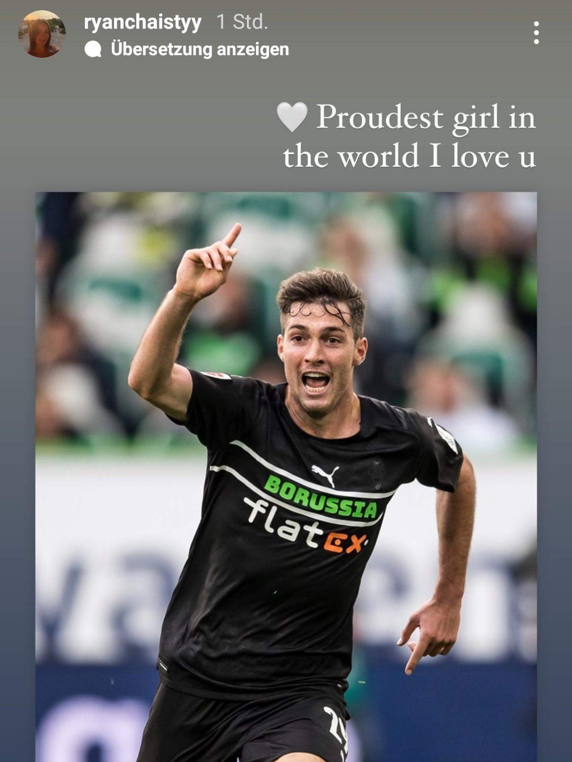 Die Freundin von Joe Scally, Abwehrspieler von Borussia Mönchengladbach, hinterließ in ihrer Instagram-Story eine süße Liebesbotschaft für ihren Schatz.