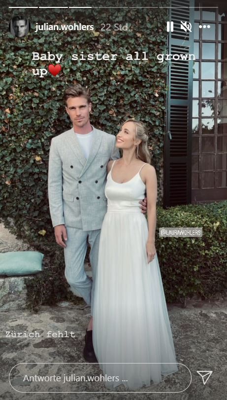 Julian Wohlers mit seiner Schwester Laura auf deren Hochzeit.