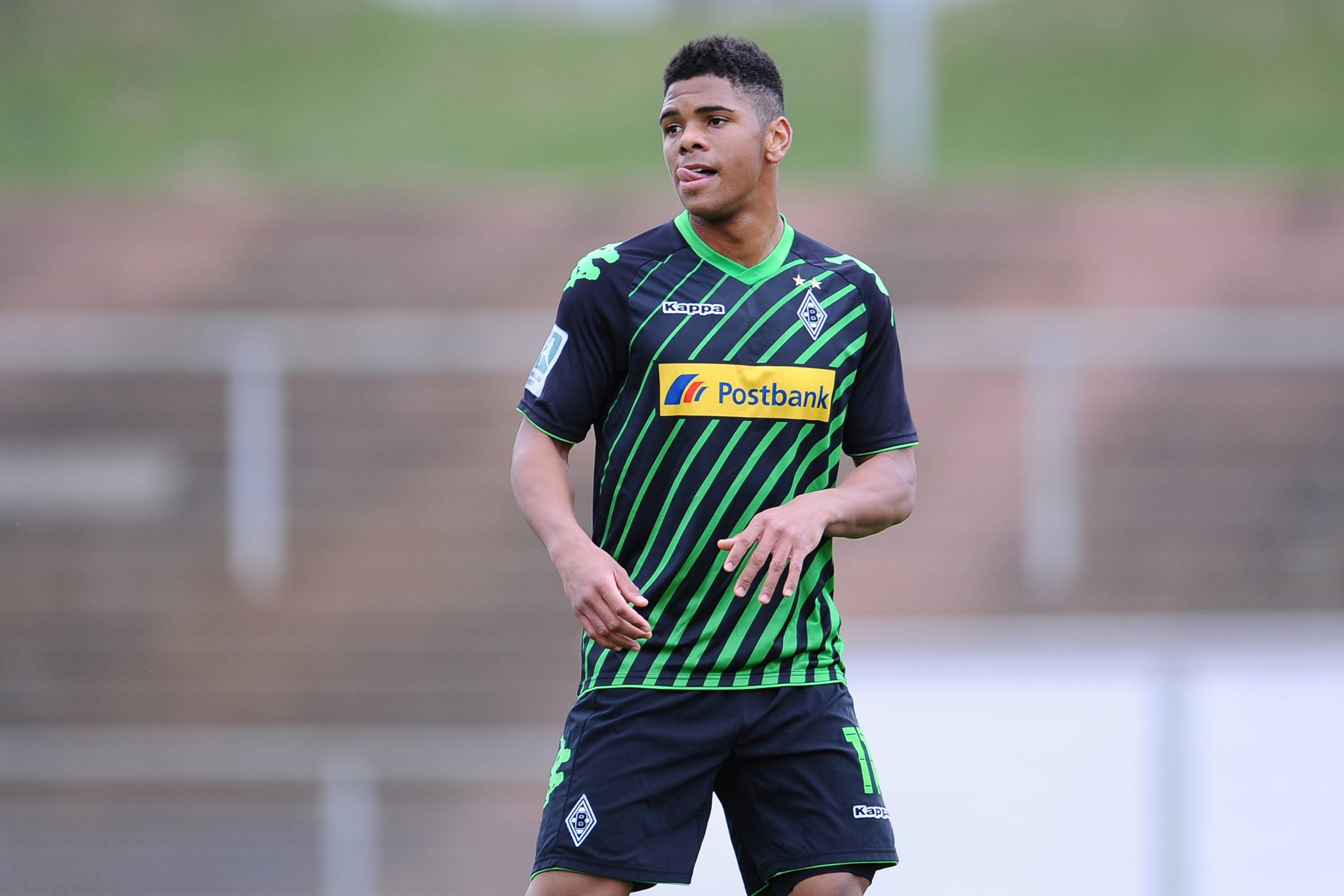 Kwame Yeboah am 15. März 2014 bei einem Einsatz für die U23 von Borussia Mönchengladbach gegen Rot-Weiß Oberhausen im Grenzlandstadion.