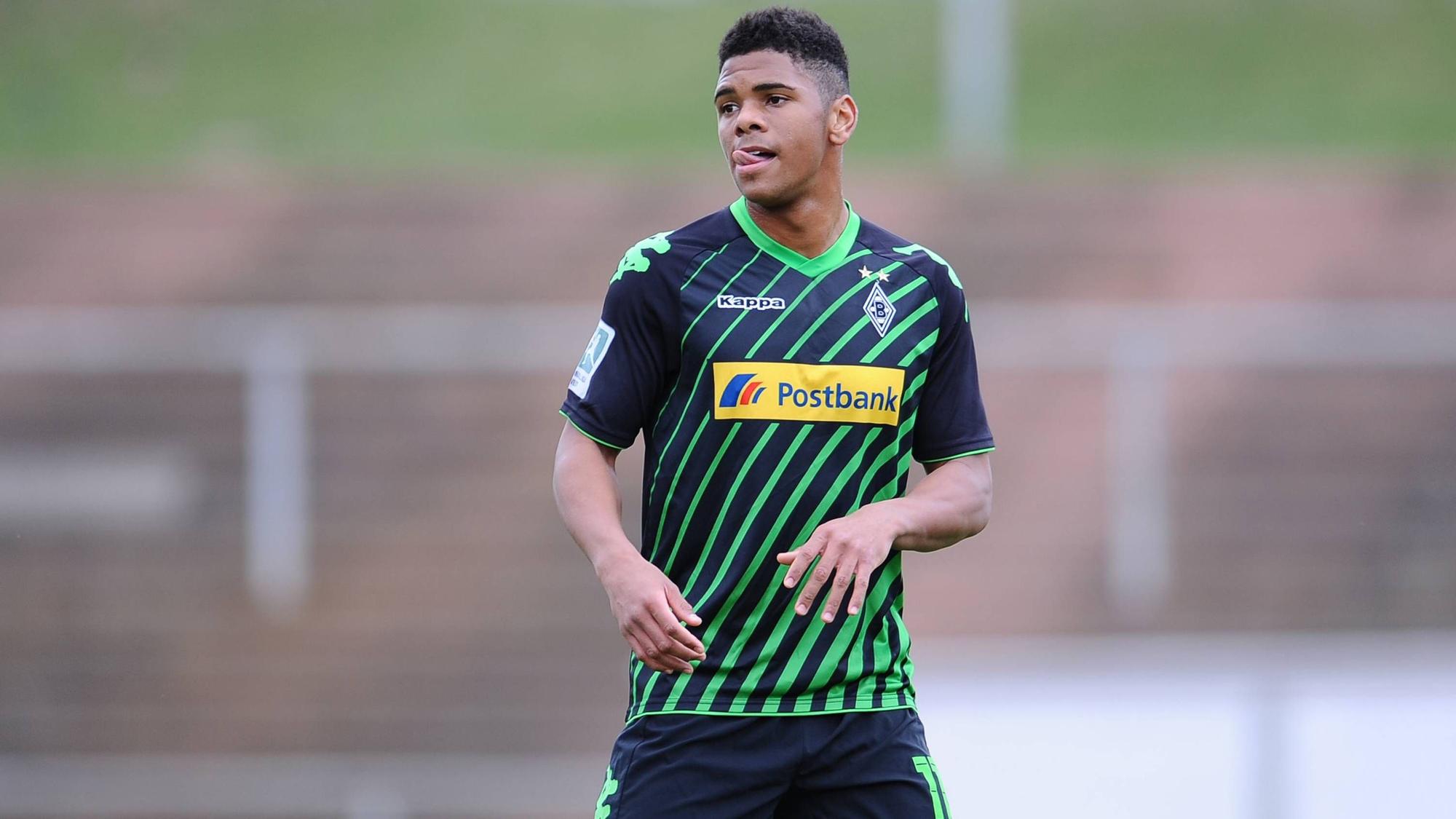 Kwame Yeboah am 15. März 2014 bei einem Einsatz für die U23 von Borussia Mönchengladbach gegen Rot-Weiß Oberhausen im Grenzlandstadion.
