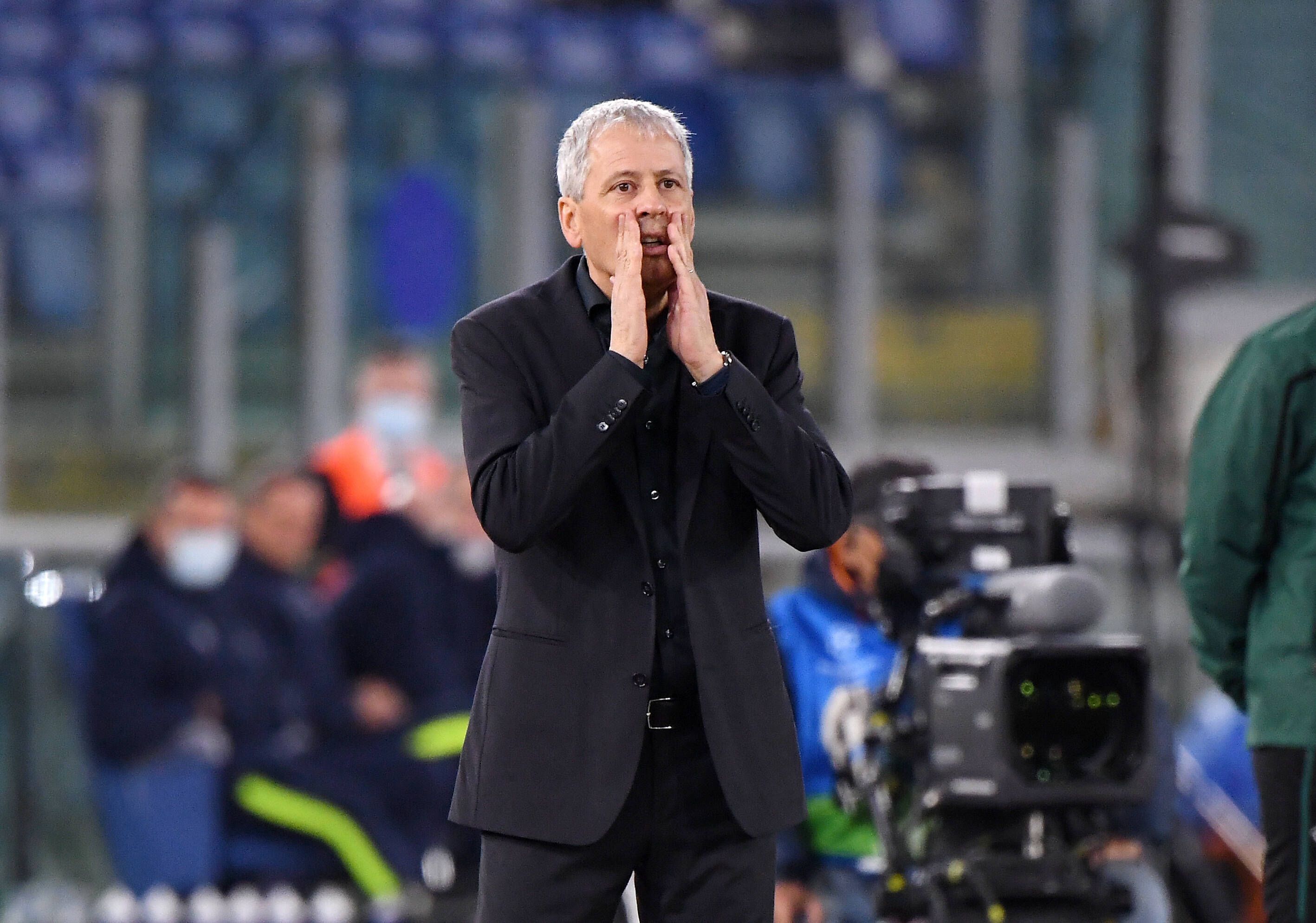 Lucien Favre, am 20. Oktober 2020 noch Trainer von Borussia Dortmund, an der Seitenlinie bei der Partie gegen Lazio Rom.