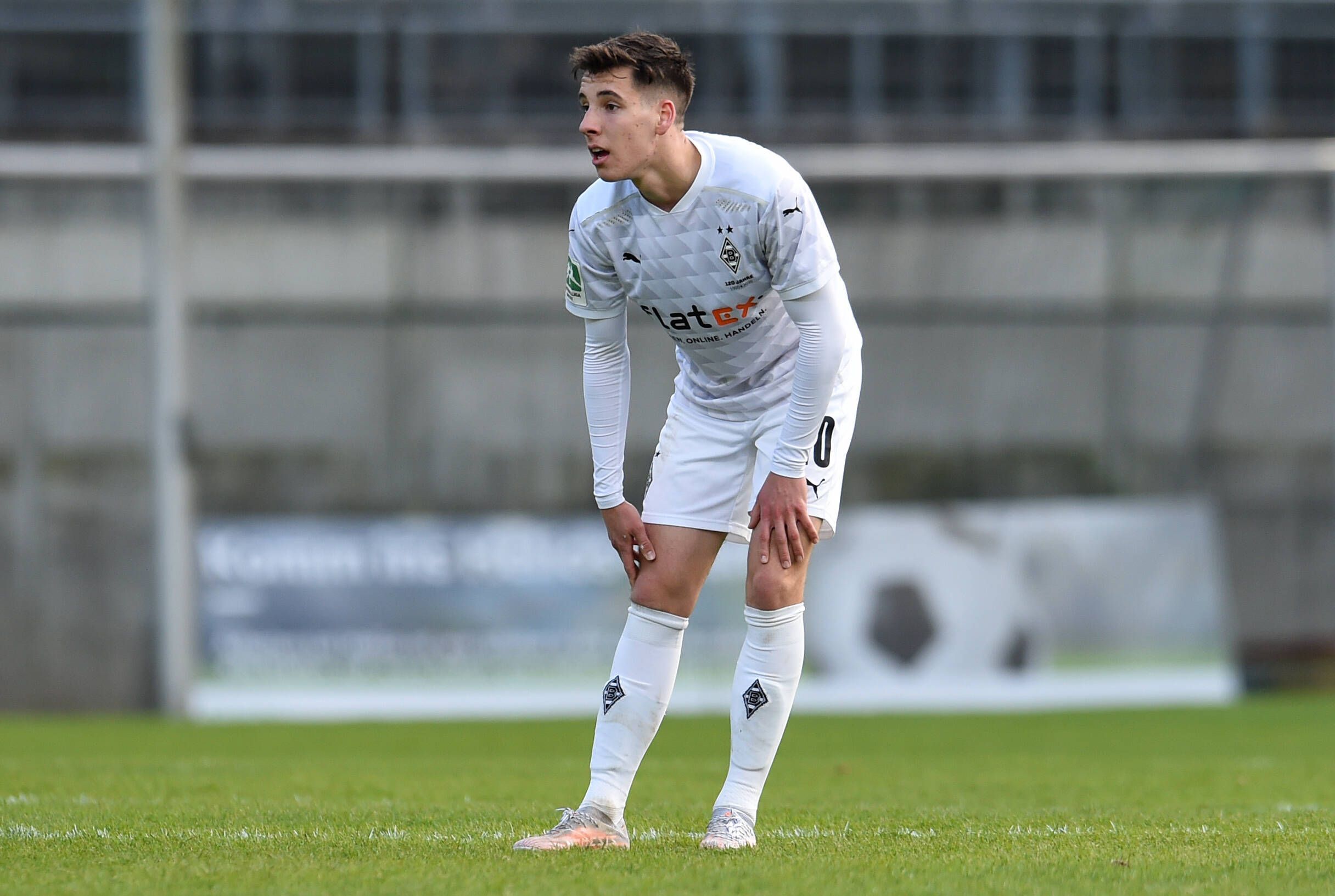Conor Noß, hier beim Regionalliga-Spiel zwischen Borussia Mönchengladbach und dem Wuppertaler SV am 14. April 2021, erzielte bei RW Ahlen den einzigen Treffer für Gladbachs U23.