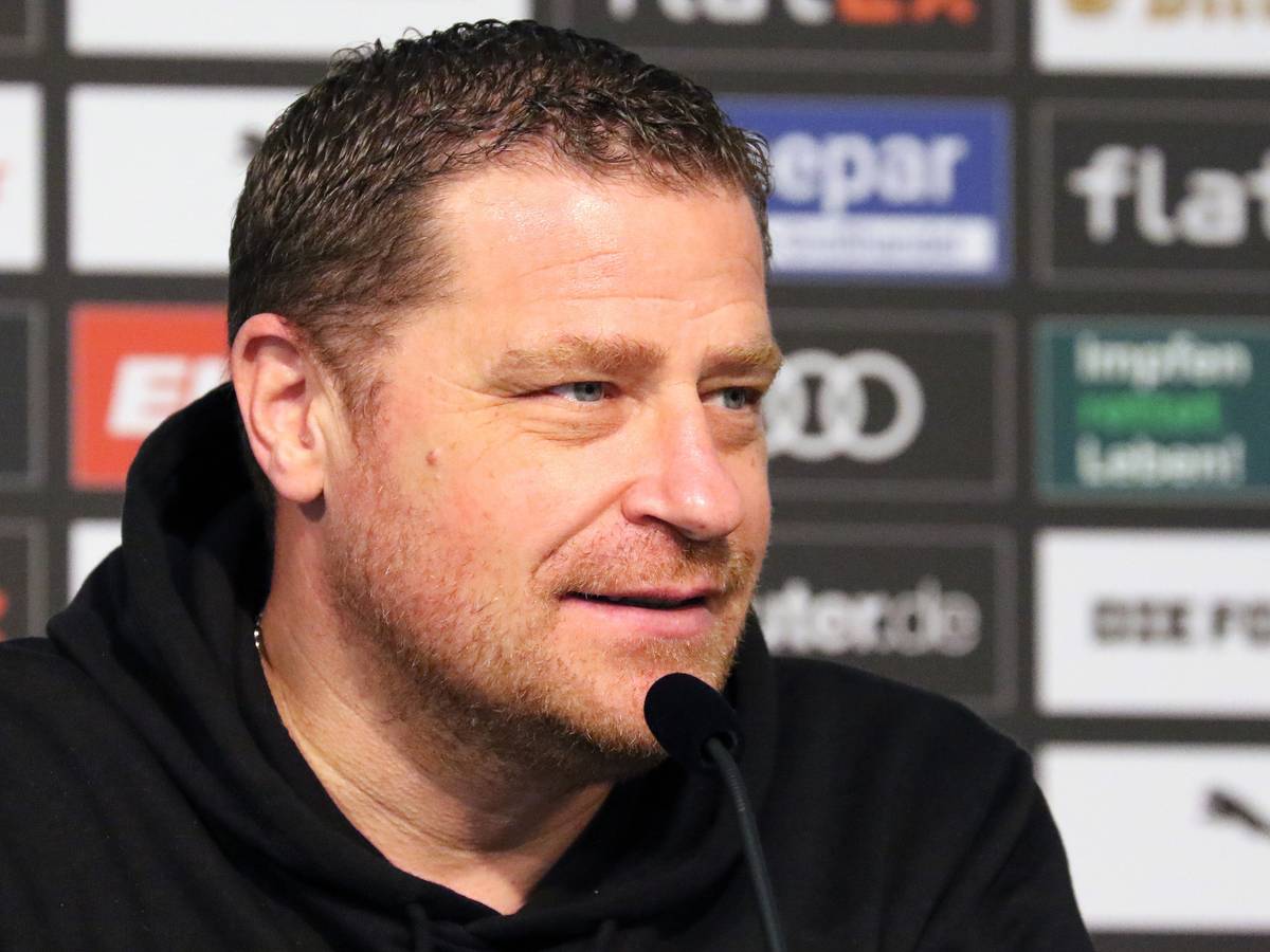 Max Eberl, Manager von Fußball-Bundesligist Borussia Mönchengladbach, bei einer Pressekonferenz im Borussia-Park am 3. Dezember 2021.