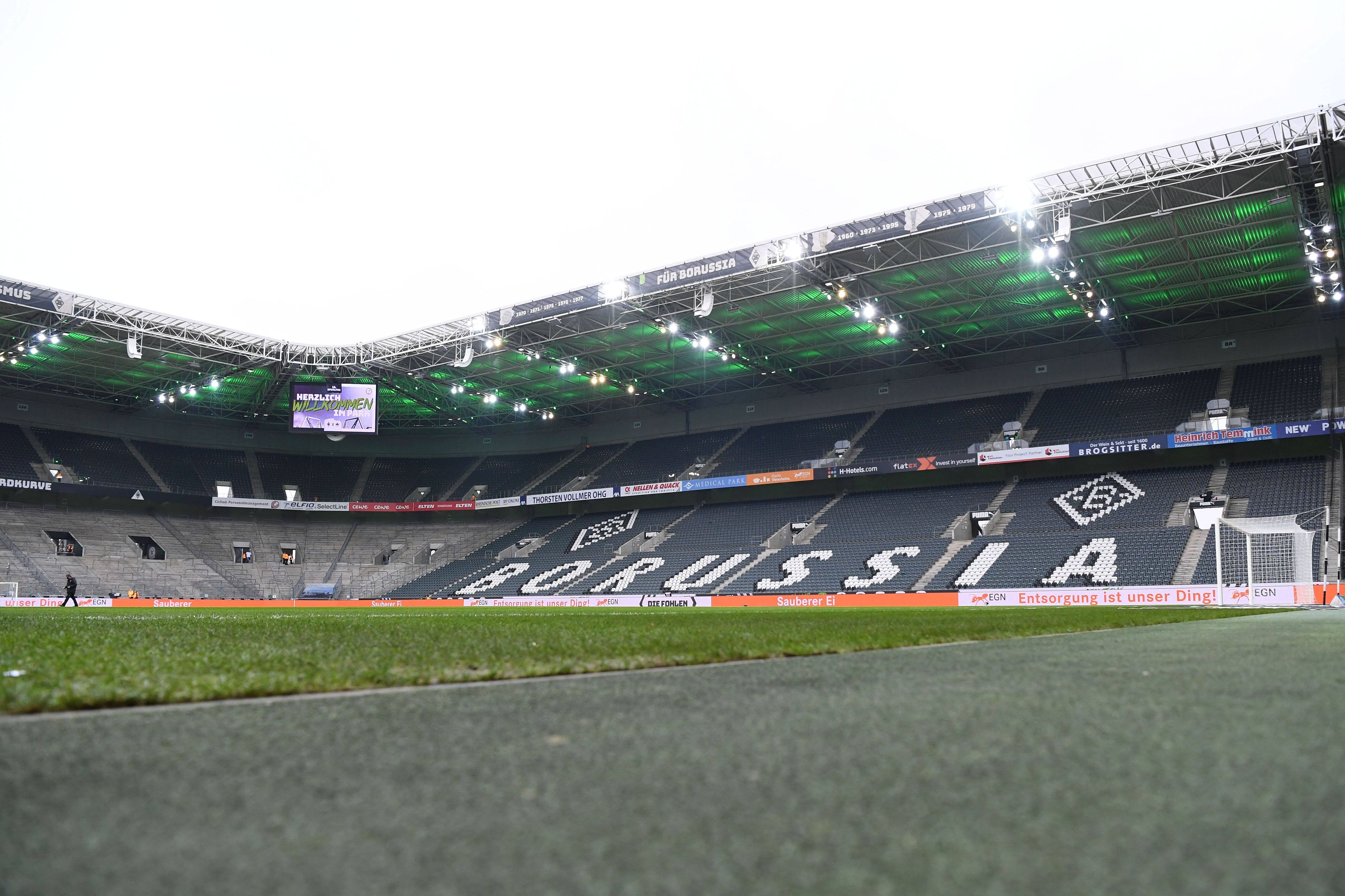 Der leere Borussia-Park vor dem Bundesliga-Spiel zwischen Borussia Mönchengladbach und Greuther Fürth am 20. November 2021.