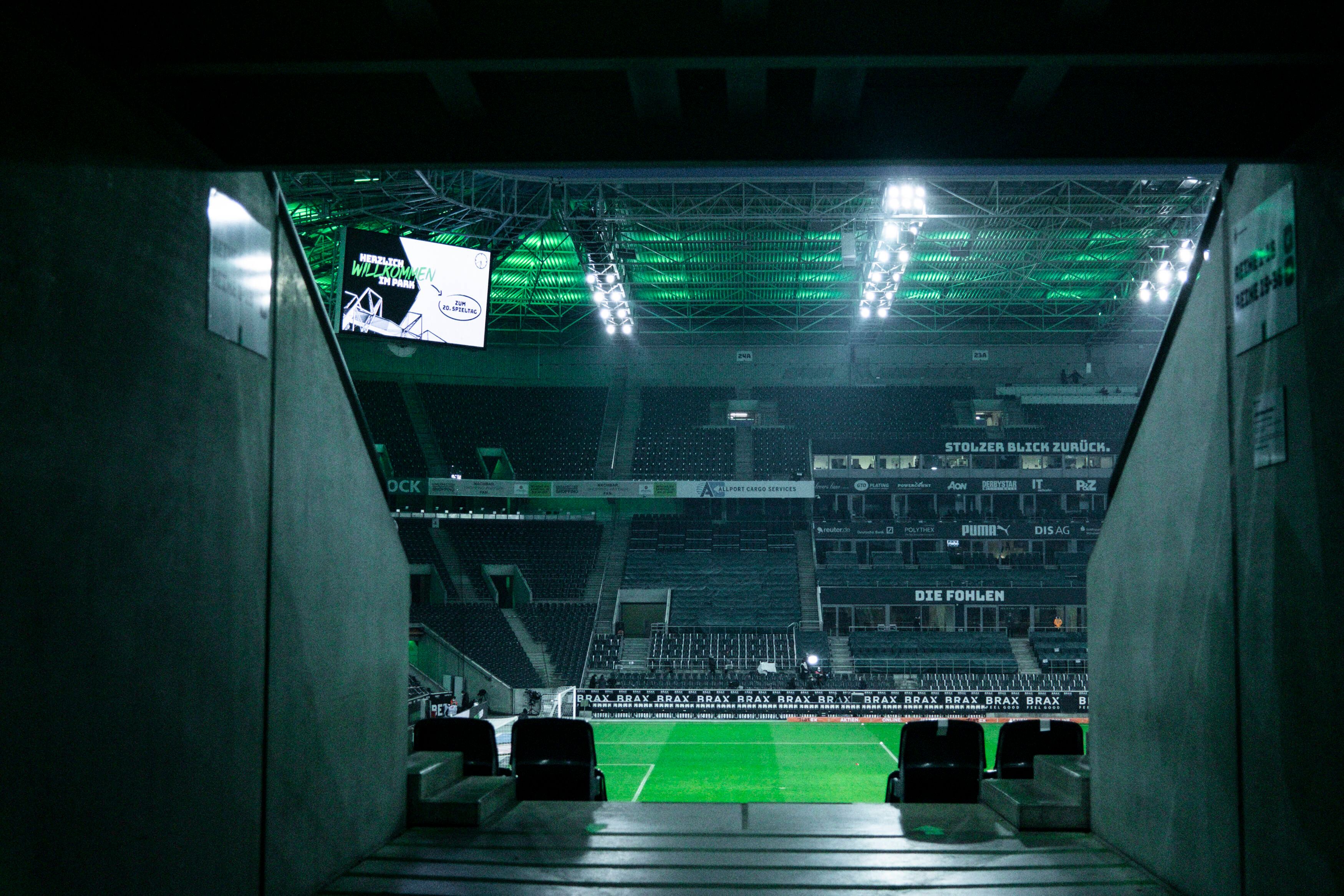 Das Stadion der Borussia beim Geisterspiel gegen den 1. FC Köln am 06. Februar 2021