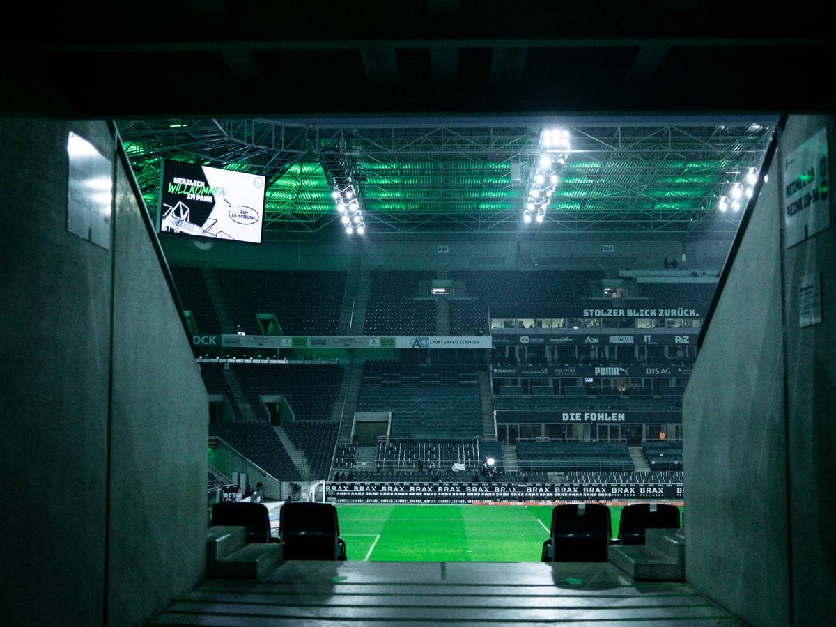 Das Stadion der Borussia beim Geisterspiel gegen den 1. FC Köln am 06. Februar 2021