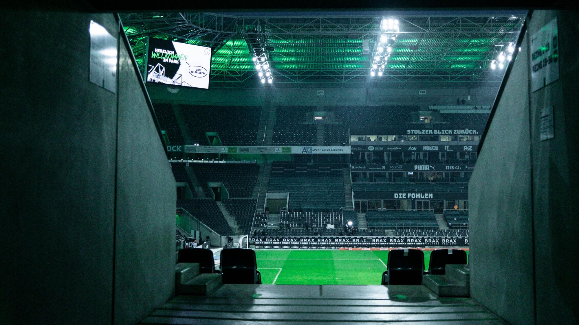 Das Stadion der Borussia beim Geisterspiel gegen den 1. FC Köln am 06. Februar 2021