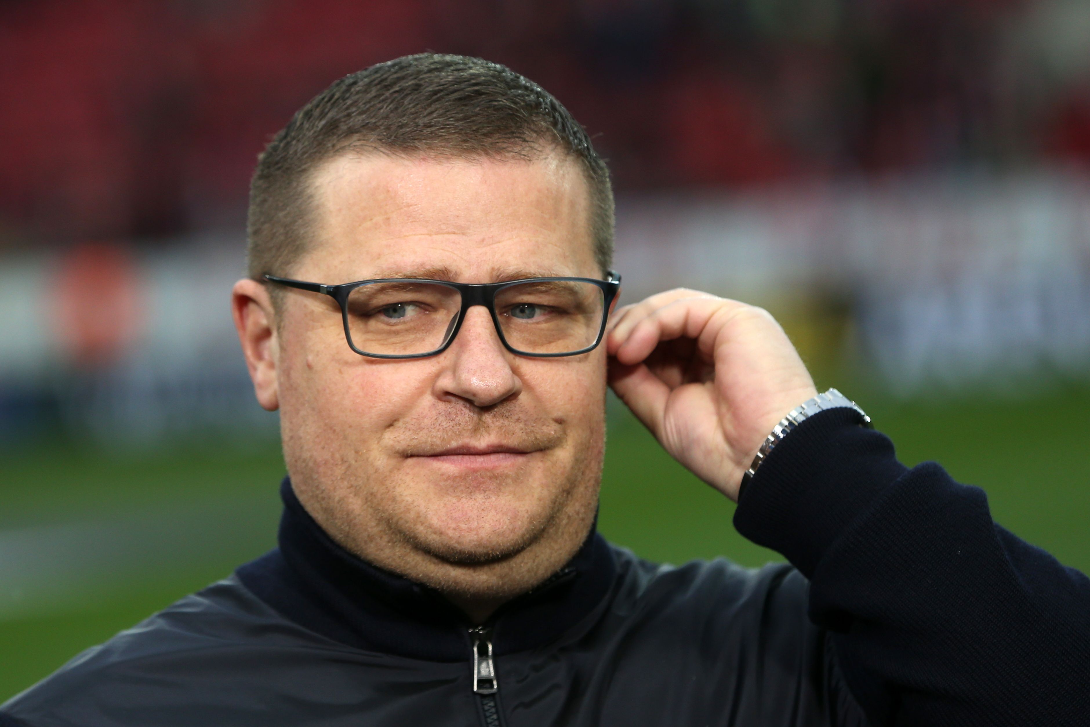 Borussias Sportdirektor Max Eberl beim Bundesliga-Spiel in Mainz am 1. April 2018.