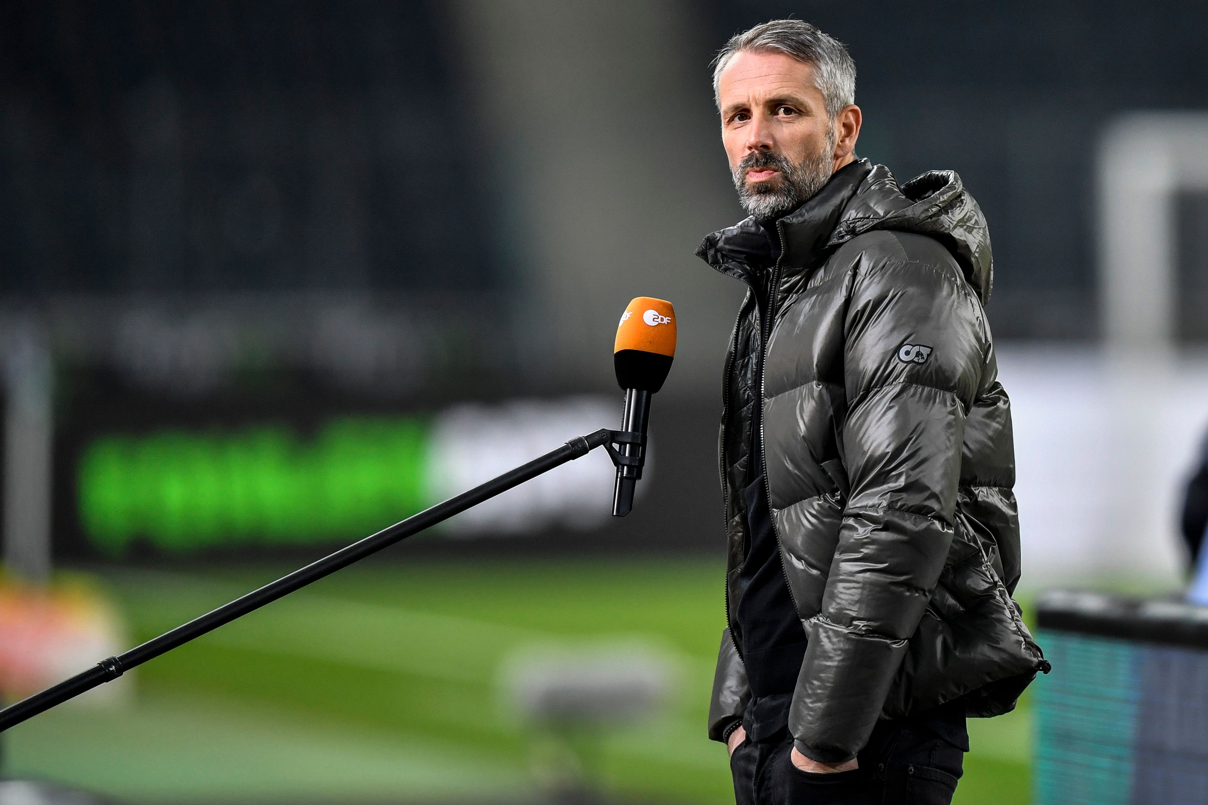 Mönchengladbachs Trainer Marco Rose beim Interview vor dem Spiel gegen Borussia Dortmund am 22. Januar 2021 im Borussia-Park.
