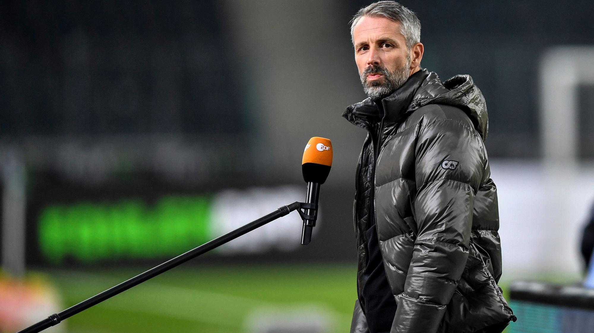 Mönchengladbachs Trainer Marco Rose beim Interview vor dem Spiel gegen Borussia Dortmund am 22. Januar 2021 im Borussia-Park.