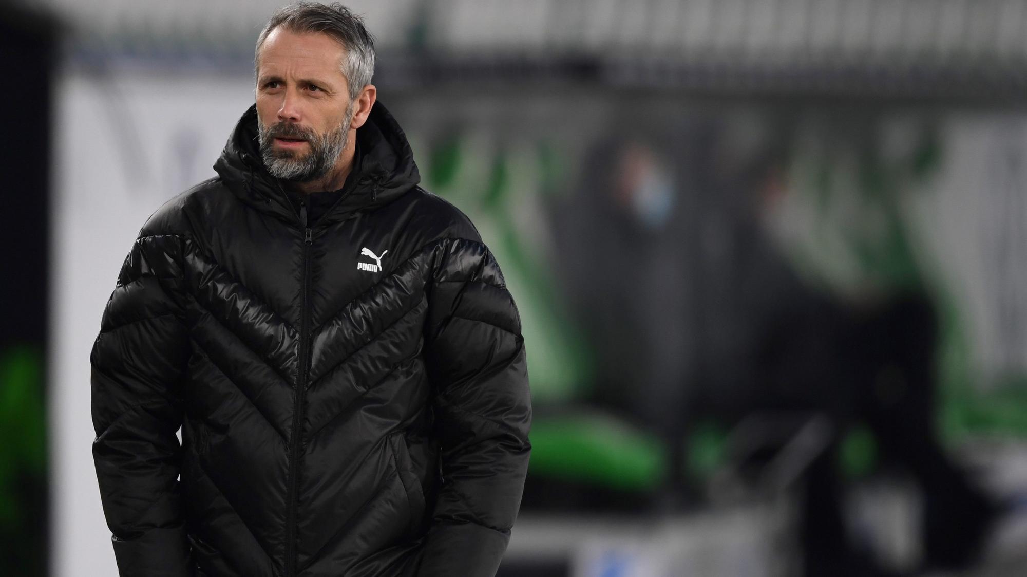 VfL-Trainer Marco beim Bundesliga-Spiel in Wolfsburg am 14. Februar 2021.