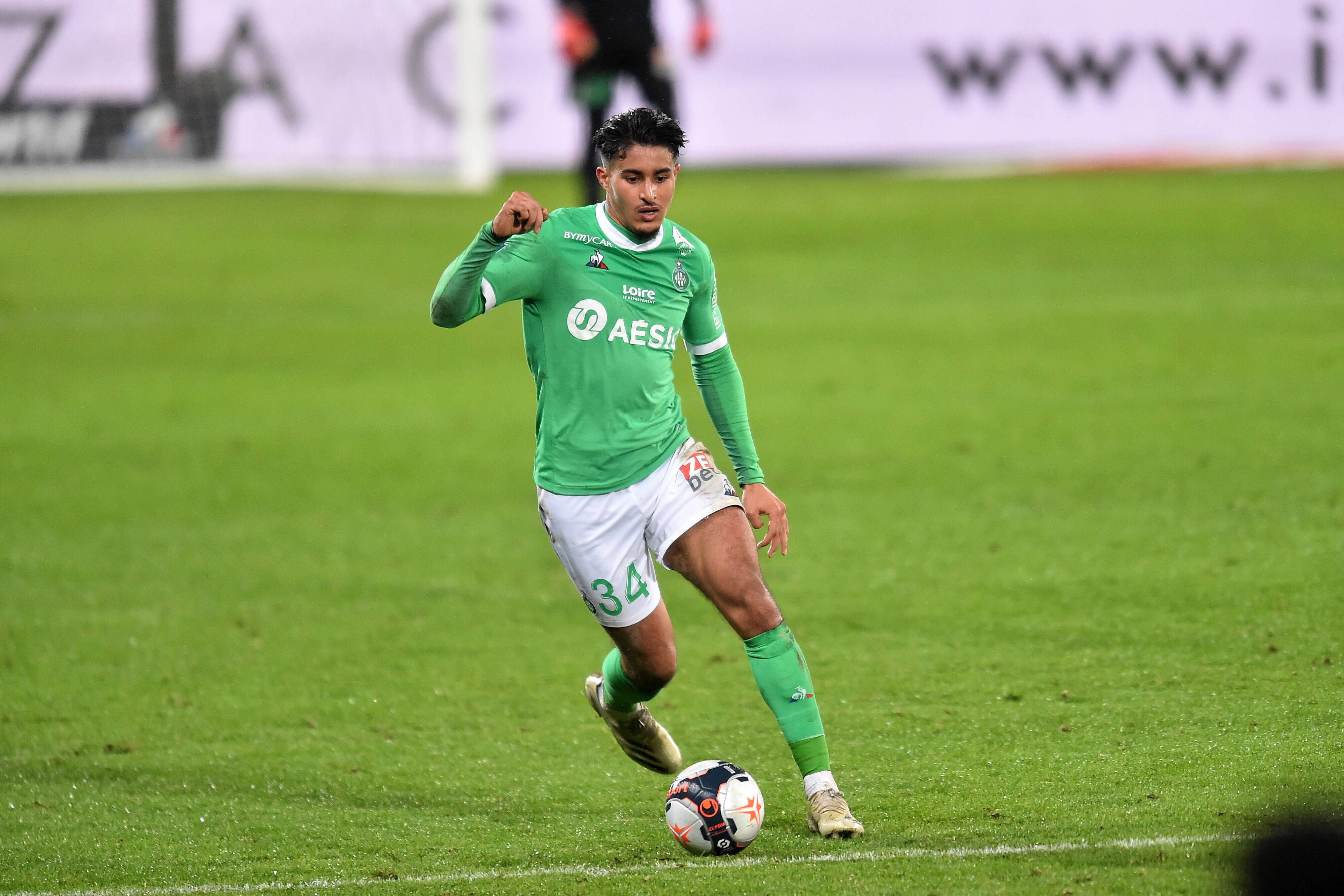 Aimen Moueffek beim Liga1-Spiel zwischen AS Saint Etienne und Olympique Lyonnais am 24. Januar 2021.