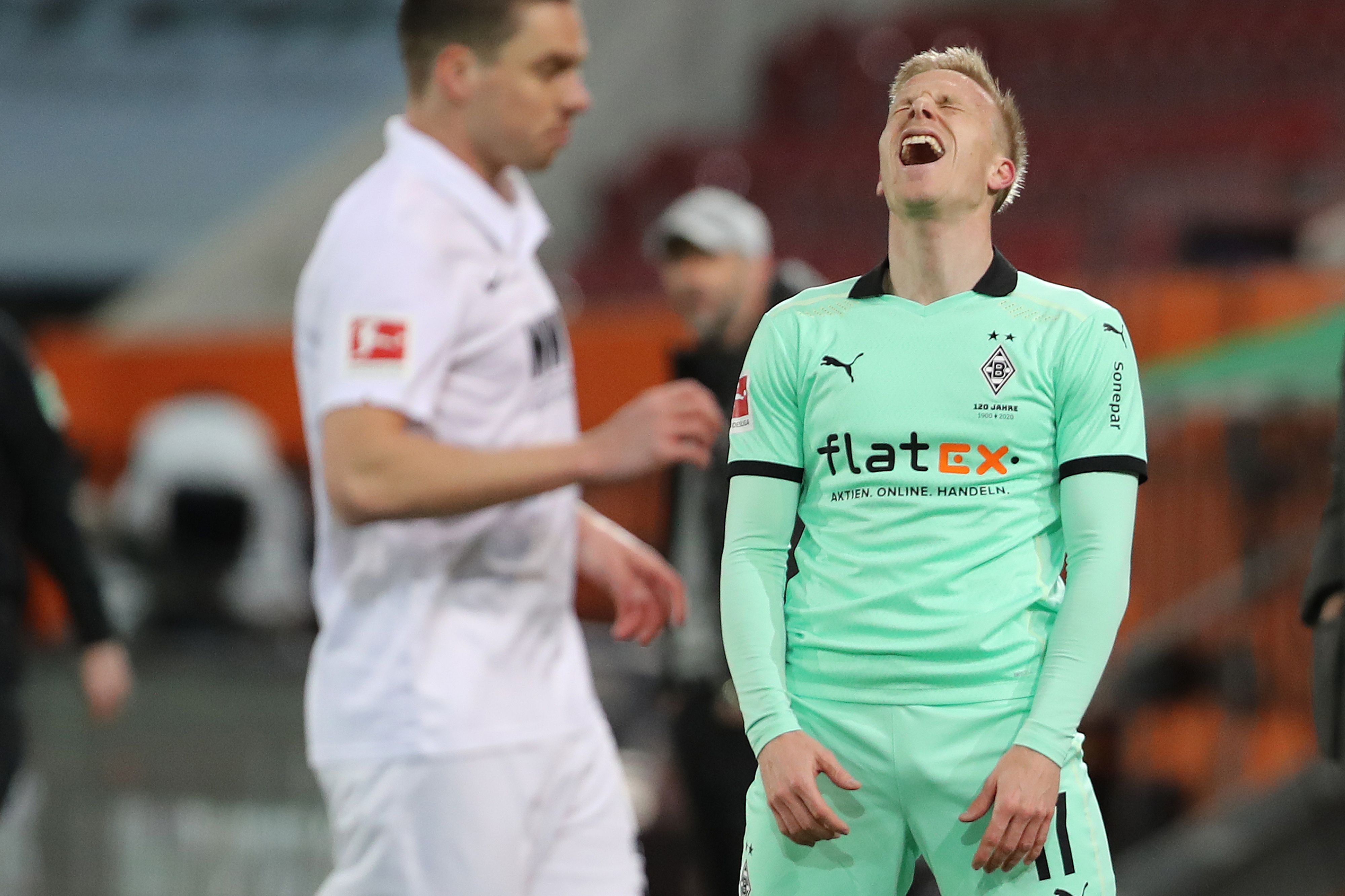 Die Enttäuschung war Gladbachs Oscar Wendt bereits im Spiel anzusehen: Beim FC Augsburg unterlag die Elf vom Niederrhein am 12. März 2021 mit 1:3.