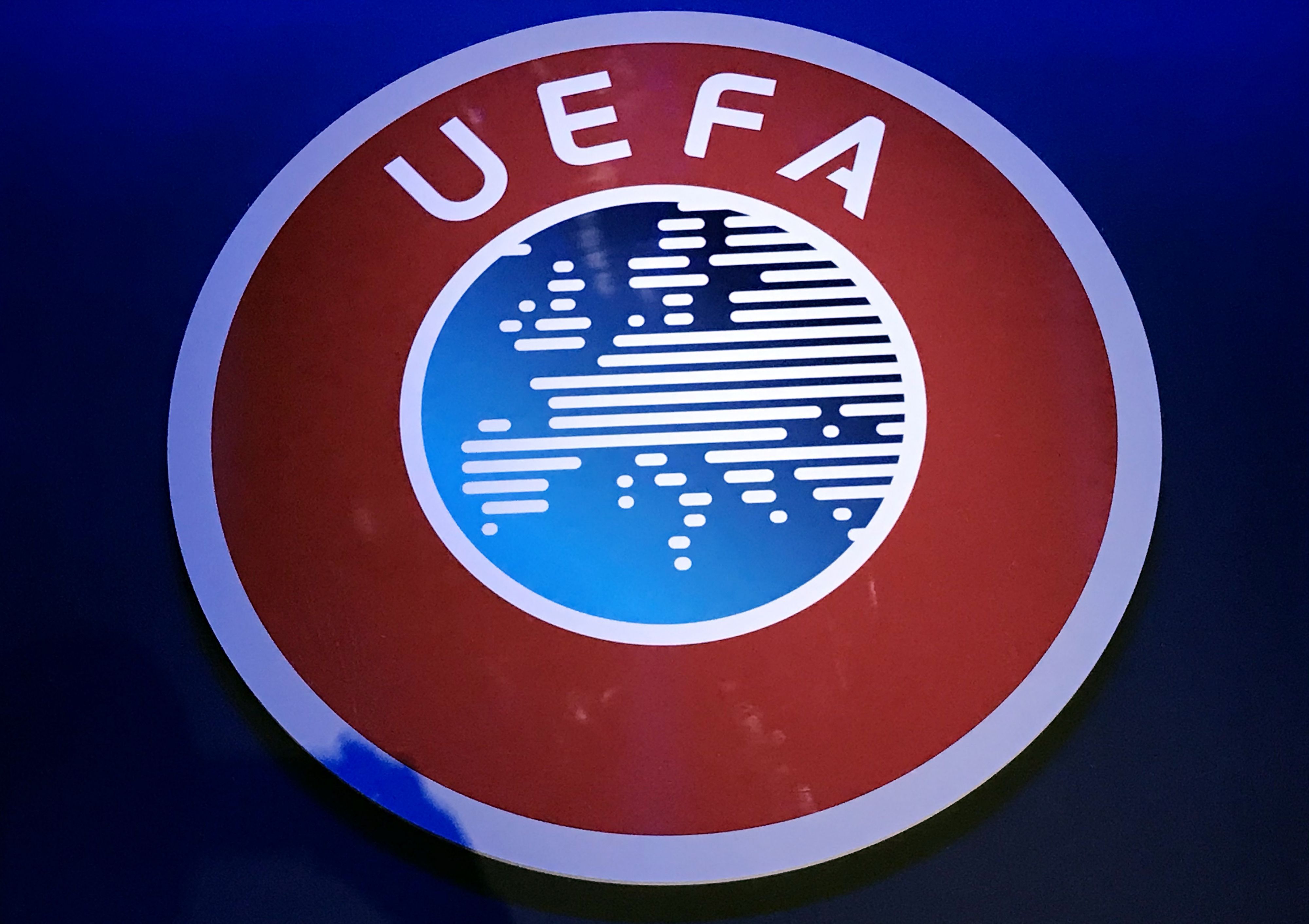 Ein Logo der UEFA, das Foto wurde am 3. März 2020 aufgenommen.