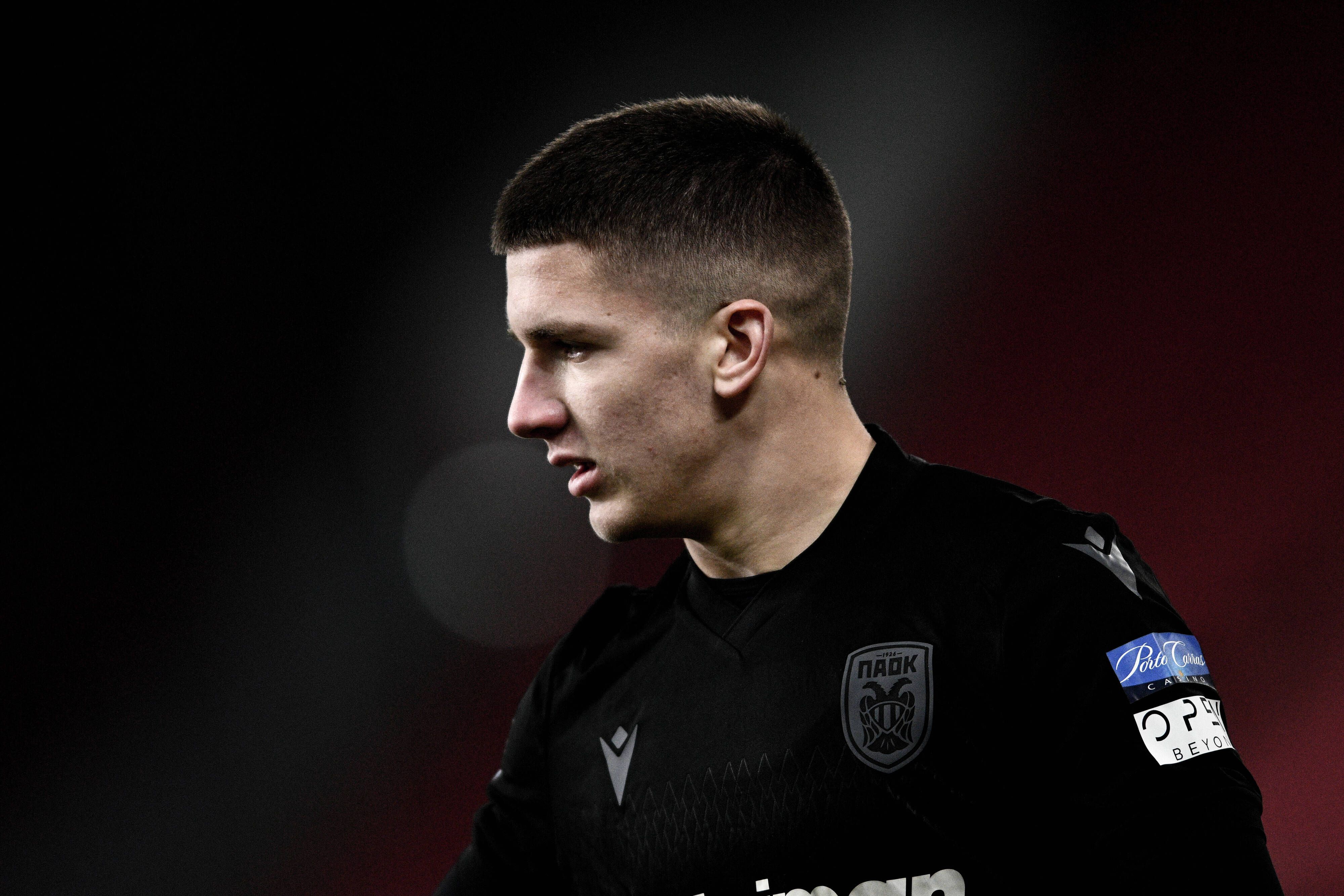 Christos Tzolis, hier bei einem Spiel zwischen Olympiakos Piräus und PAOK am 27.01.2021, soll das Interesse der Gladbacher auf sich gezogen haben.