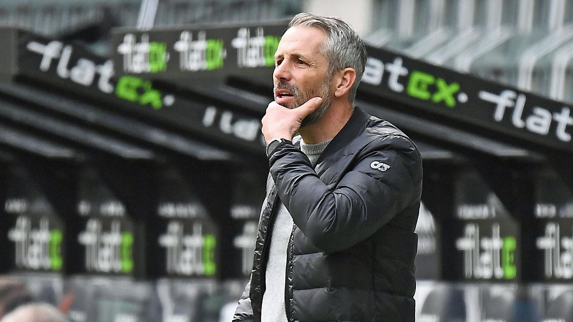 Trainer Marco Rose, hier zu sehen bei Gladbachs Bundesliga-Duell am 17. April 2021 gegen Eintracht Frankfurt.
