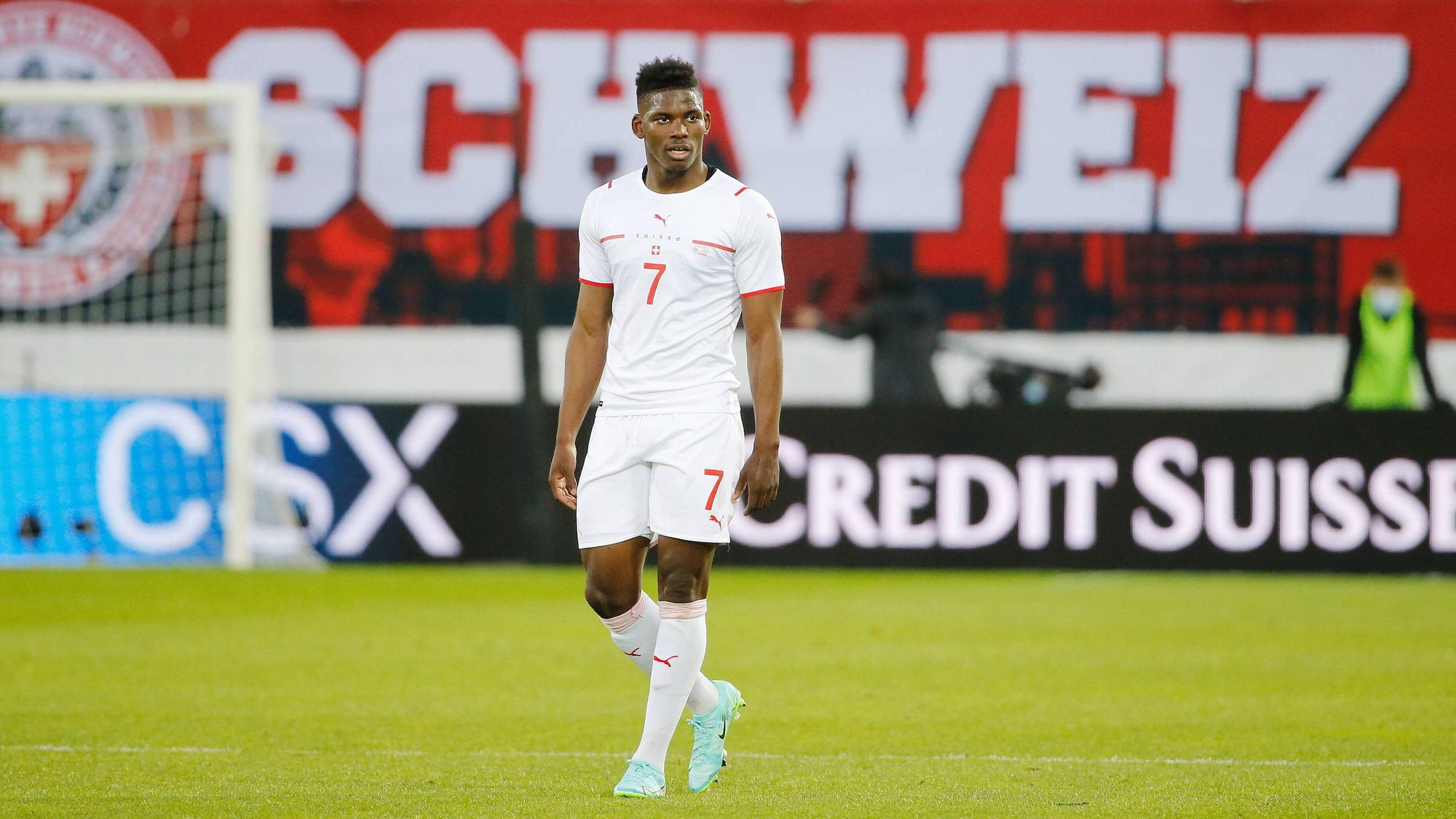 Gladbach-Stürmer Breel Embolo im Testspiel der Schweizer Nationalmannschaft am 30. Mai 2021 gegen die USA in St.Gallen.