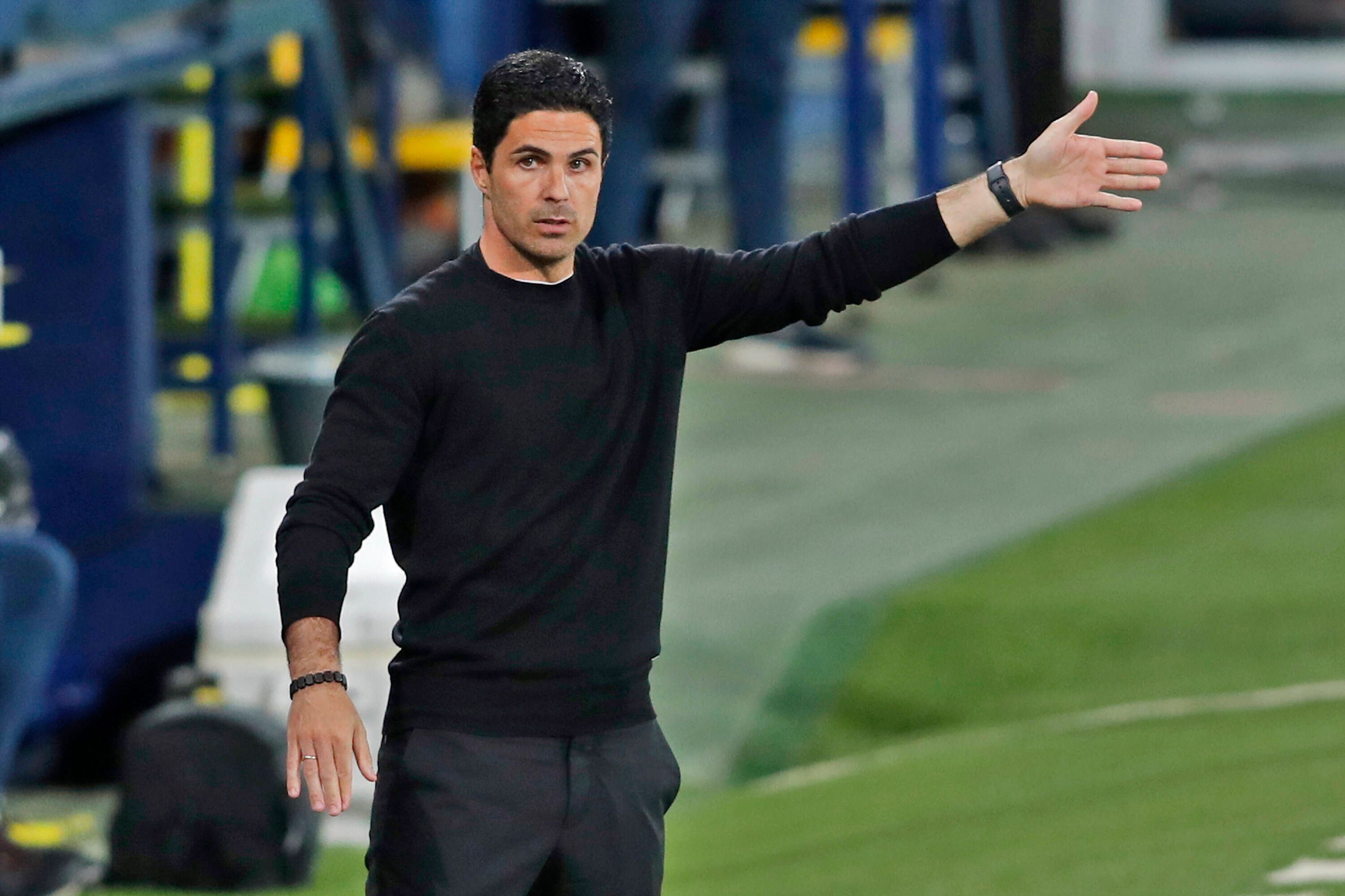 Arsenal-Coach Mikel Arteta beim Europa-League-Halbfinal-Hinspiel beim  Villarreal CF am 29. April 2021 an der Seitenlinie.