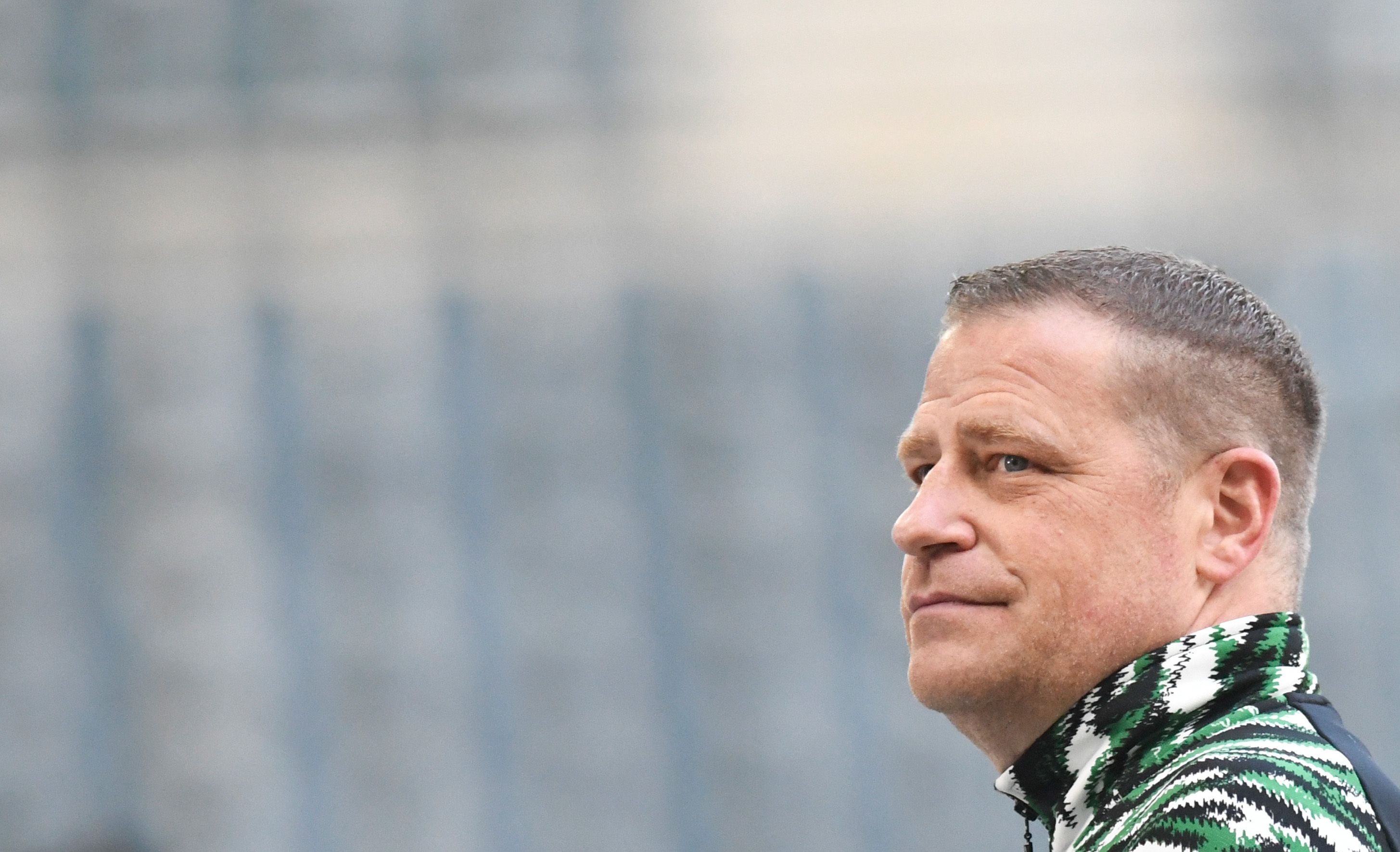 Fußball: Bundesliga, Borussia Mönchengladbach - Arminia Bielefeld, 31. Spieltag im Borussia-Park. Mönchengladbachs Mönchengladbachs Sportdirektor Max Eberl beim Interview vor dem Spiel. (zu dpa «Gladbachs Eberl: Kellers Nazi-Vergleich passt ins Bild des DFB») +++ dpa-Bildfunk +++