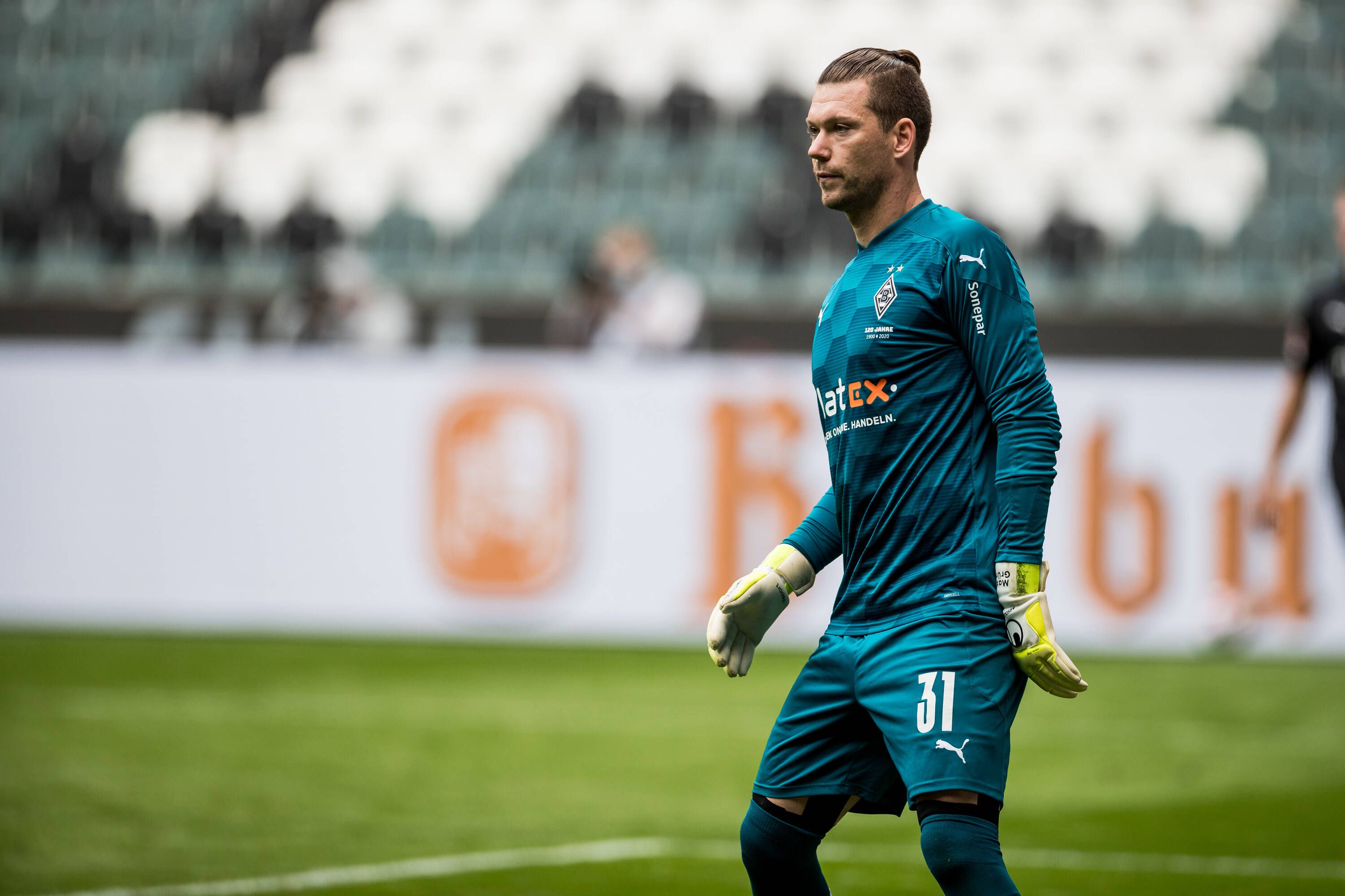 Gladbachs Nummer drei Max Grün bei einem Testspiel der Fohlen am 27. August 2020 gegen Greuther Fürth im Borussia-Park.