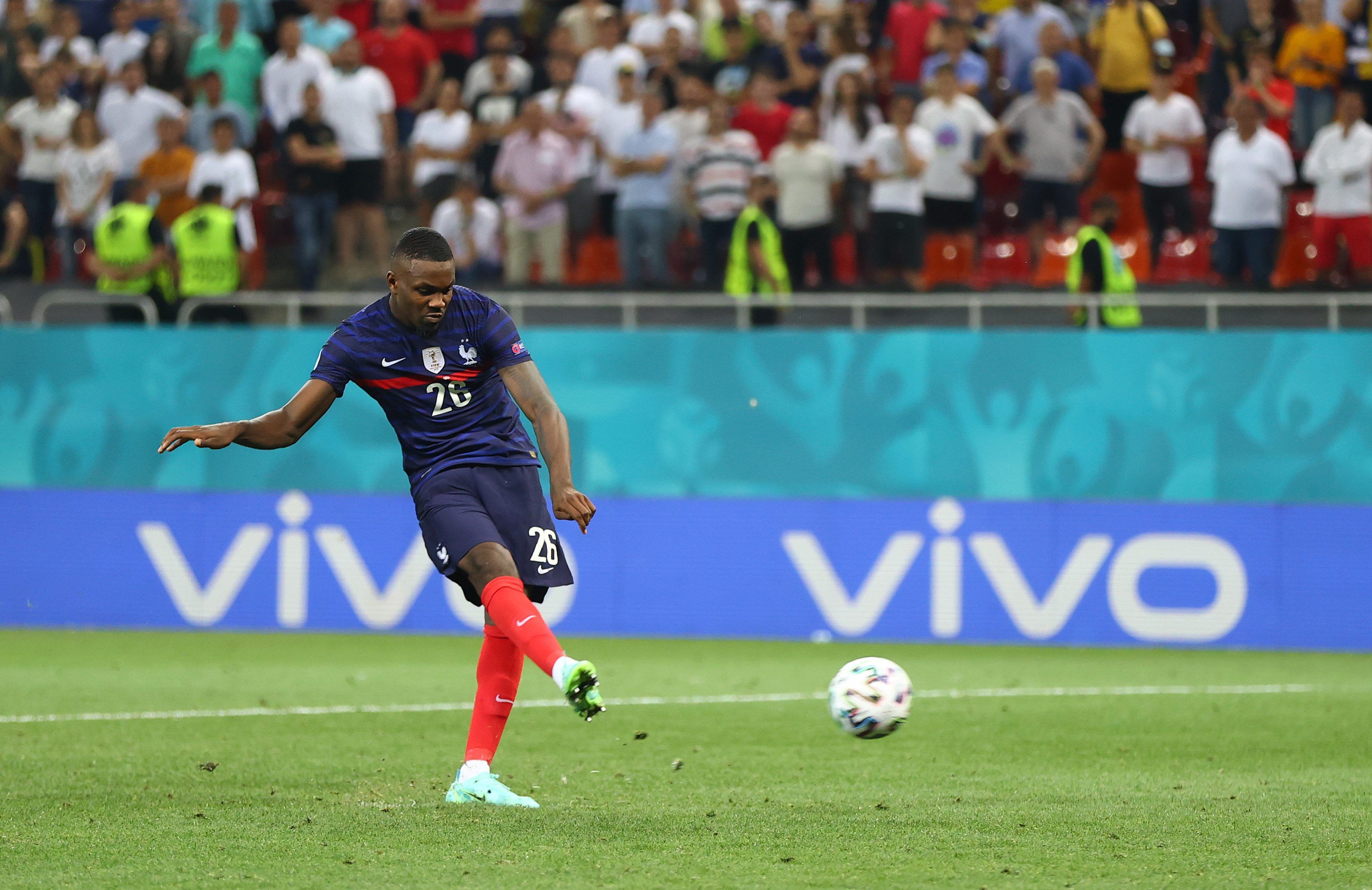 Gladbach-Stürmer Marcus Thuram trat am Montagabend (29. Juni 2021) im EM-Achtelfinale in Bukarest einen Elfmeter für die Französische Nationalmannschaft gegen die Schweiz.