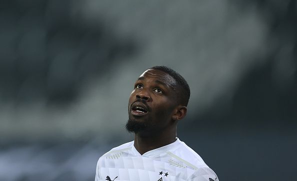 Gladbach-Stürmer Marcus Thuram, auf diesem Bild am 28. November 2020 zu sehen, soll angeblich in Transferverhandlungen mit Tottenham Hotspur stehen.