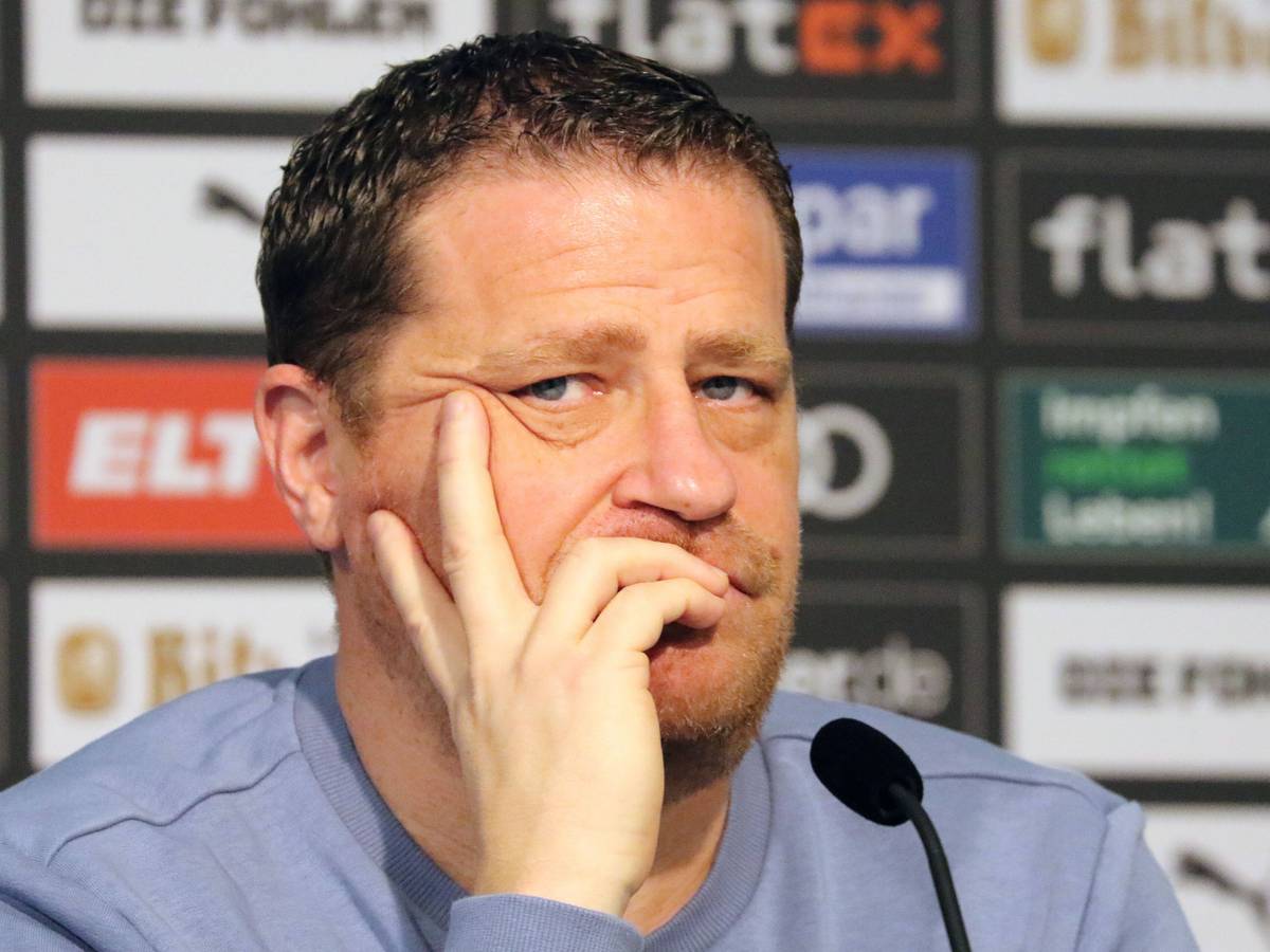 Max Eberl, Manager von Borussia Mönchengladbach, bei einer Pressekonferenz der Fohlen am 9. Dezember 2021 im Borussia-Park.
