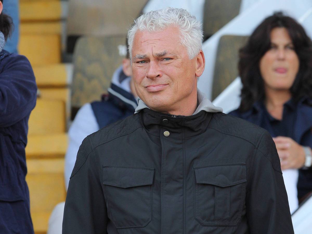 Toni Polster, ehemaliger Stürmer von Borussia Mönchengladbach. Auf diesem Foto ist der Österreicher am 14. Mai 2016 in Darmstadt zu sehen. Polster steht auf der Tribüne und blickt auf das Spielfeld.