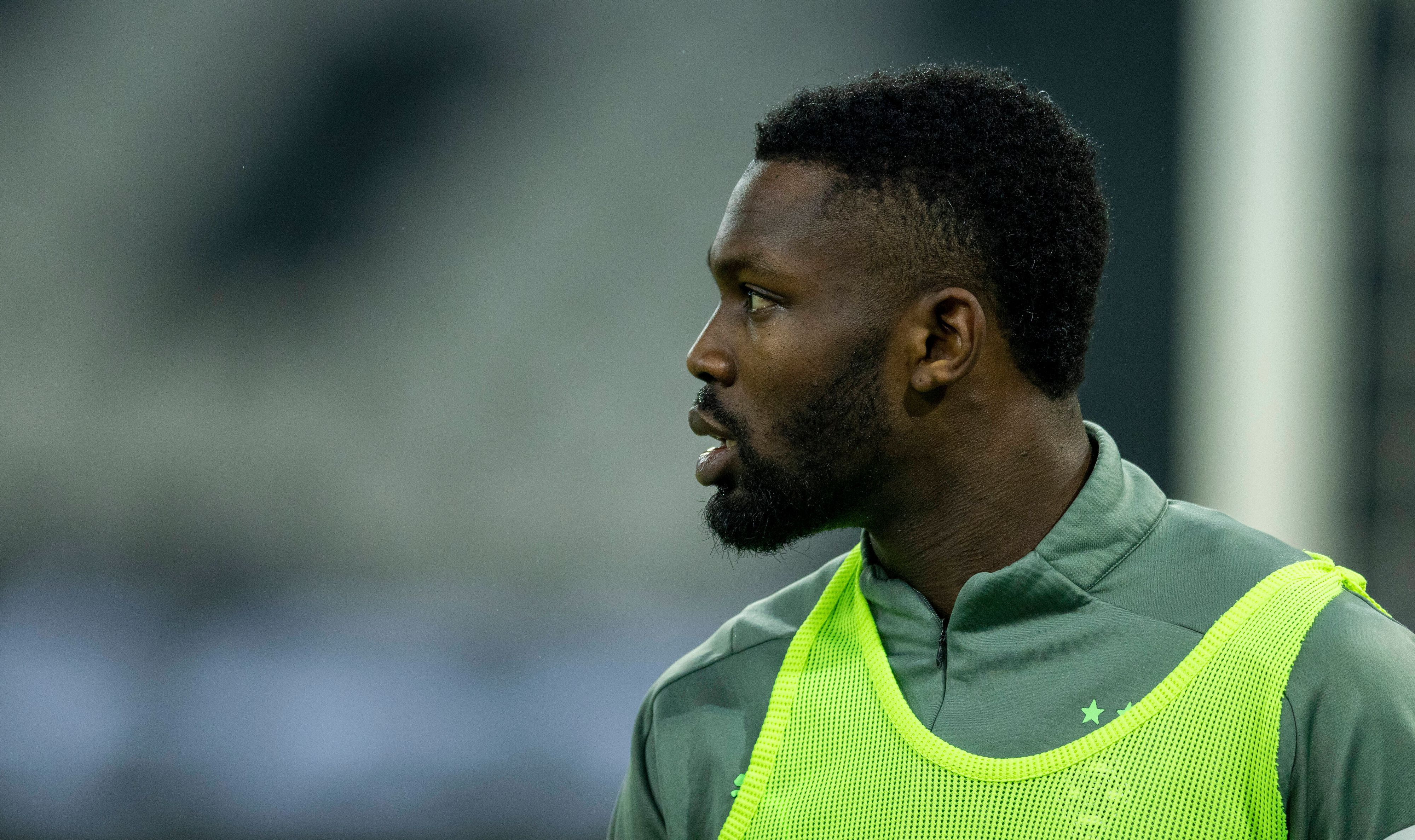 Stürmer Marcus Thuram von Borussia Mönchengladbach, hier zu sehen am 22. Januar 2022 im Borussia-Park. Thuram trägt ein gelbes Leibchen.