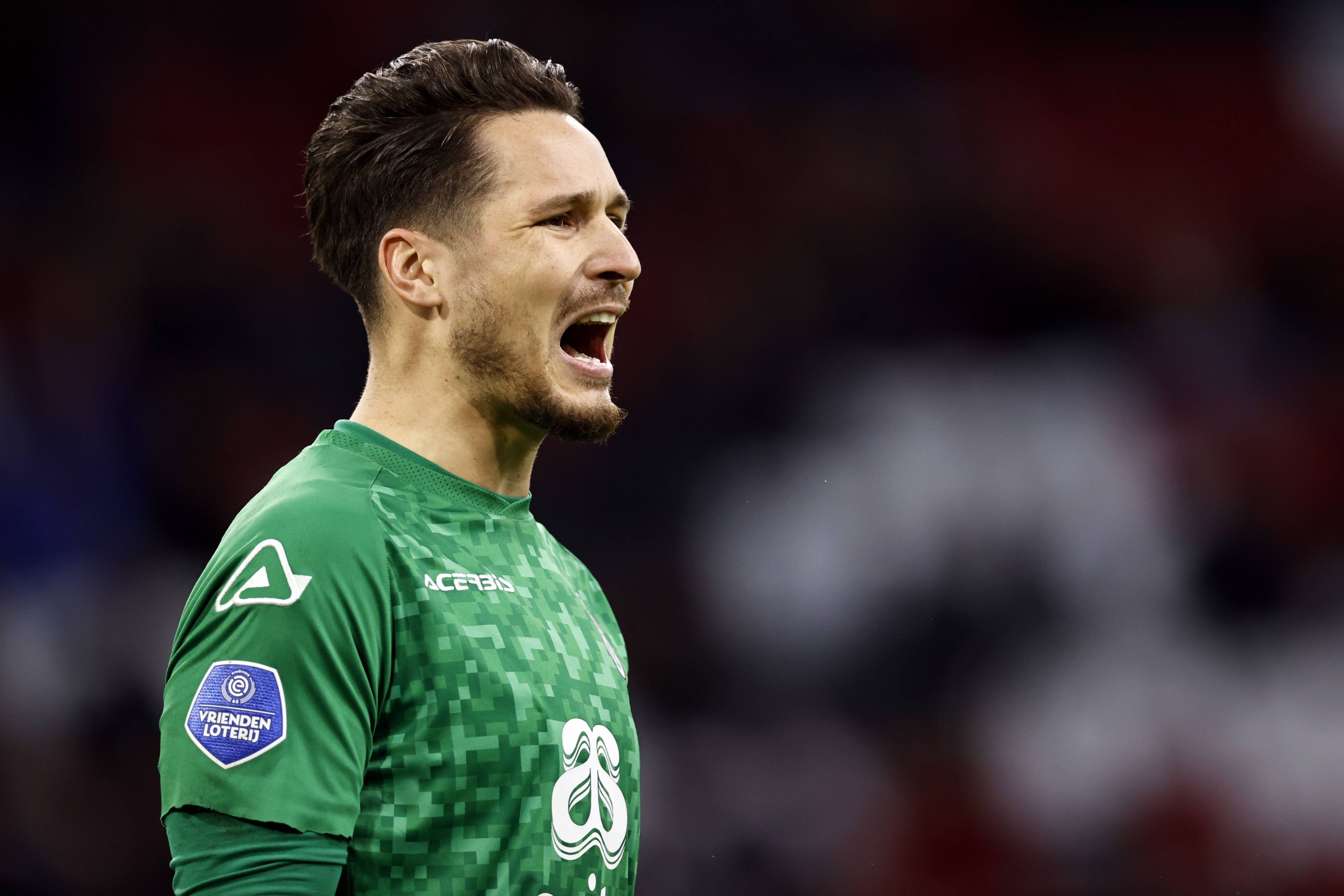 Janis Blaswich, Keeper von Heracles Almelo, beim Spiel zwischen seinem Klub und Ajax Amsterdam am 6. Februar 2022.