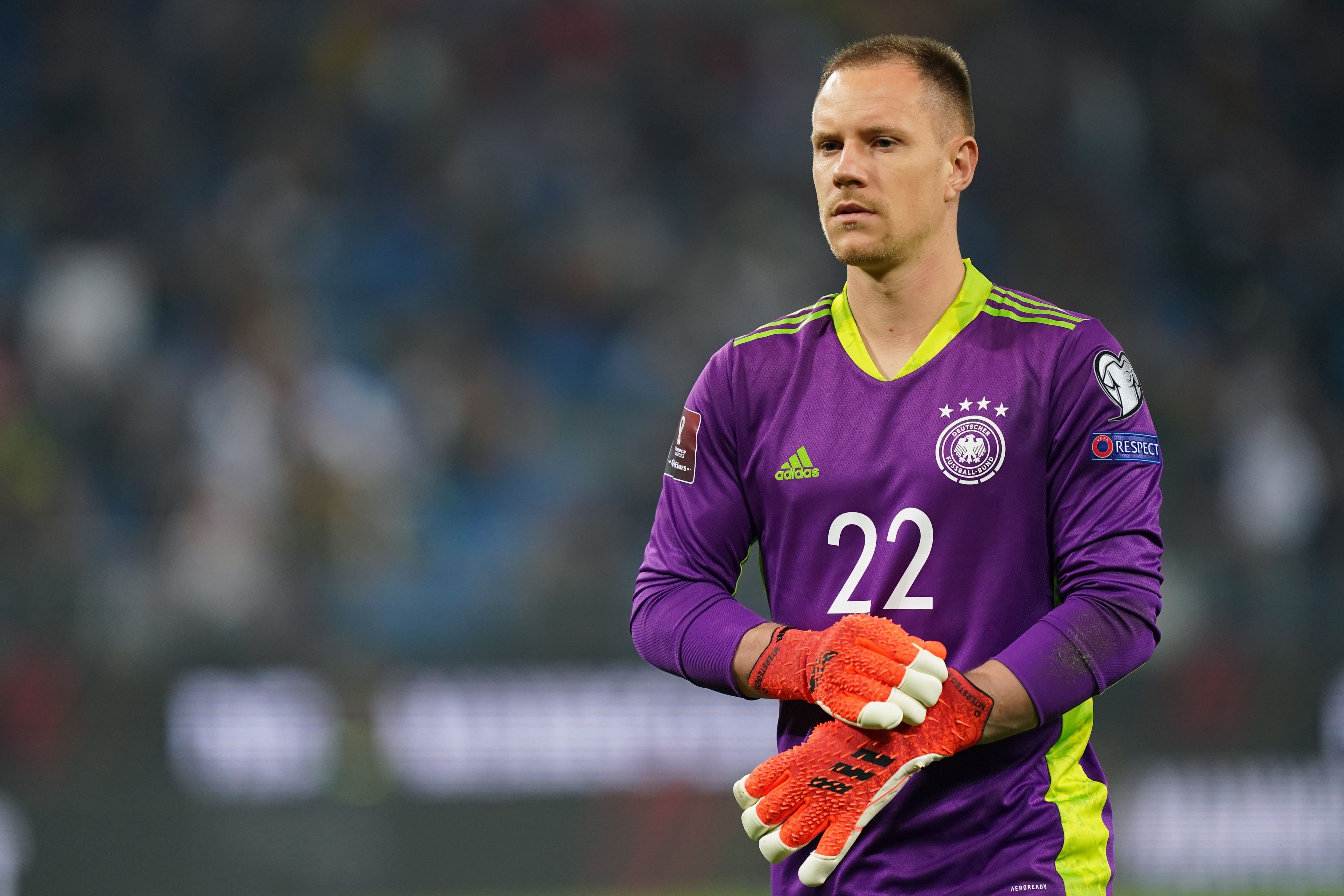 Marc-André ter Stegen im Trikot der deutschen Nationalmannschaft im Oktober 2021 in Hamburg gegen Rumänien.