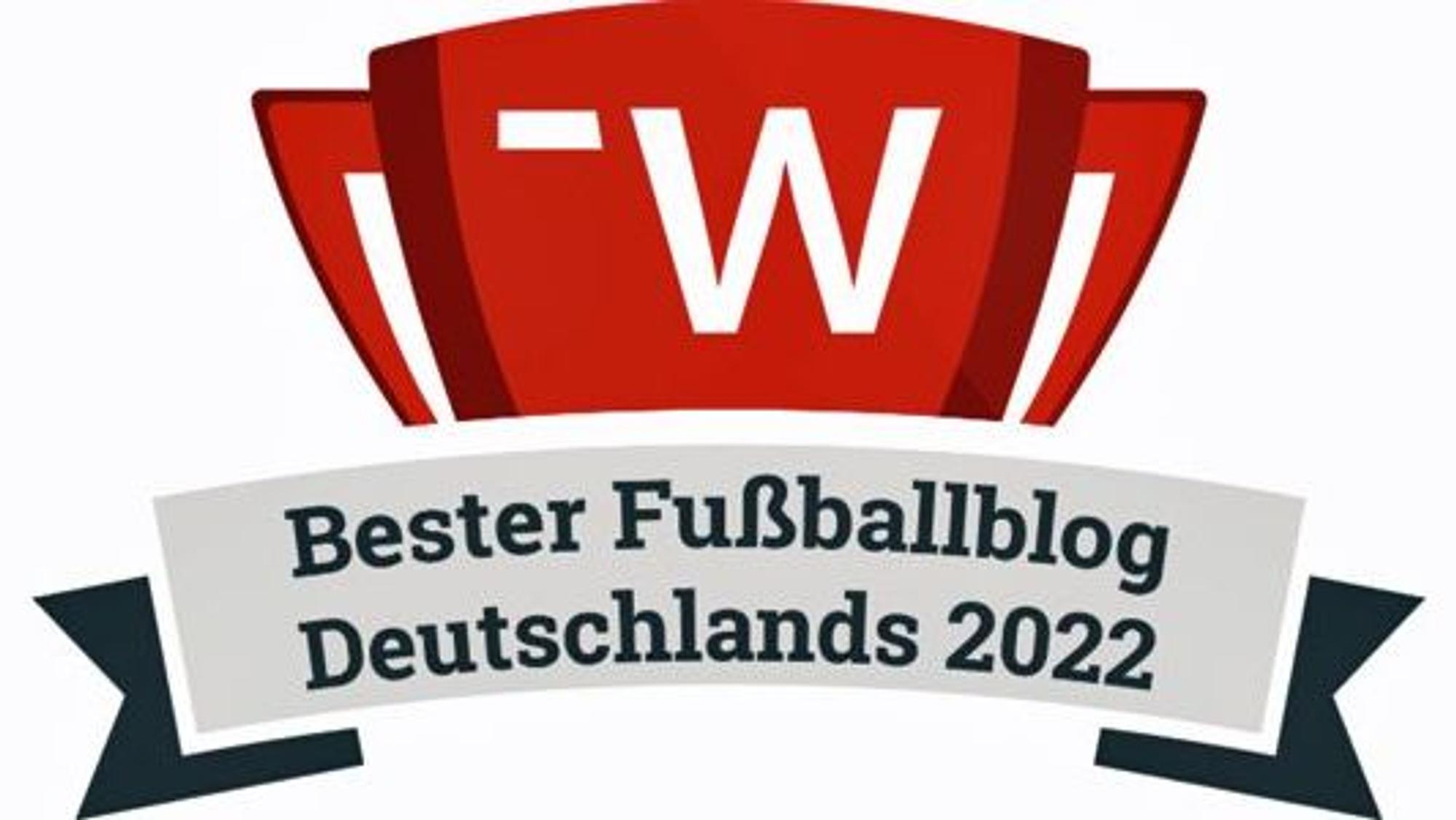 Auszeichnung: GladbachLIVE ist von der Agentur „web-netz“ als derzeit „Bester Fußballblog Deutschlands 2022“ gekürt worden. Das Foto zeigt ein Logo mit dem entsprechenden Wortlaut.