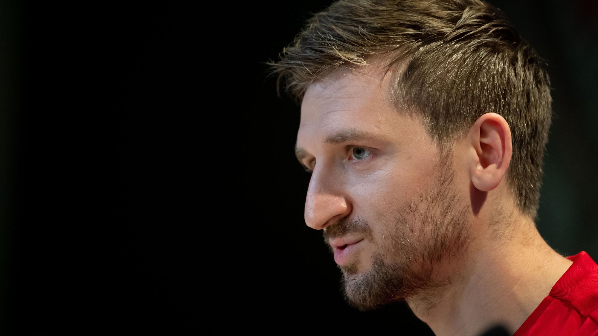 Marko Marin, ehemaliger DFB-Nationalspieler und Profi von Borussia Mönchengladbach, steht nun in Budapest unter Vertrag. Auf diesem Foto ist er am 17. September 2019 in München zu sehen. Marin spricht bei einer Pressekonferenz.