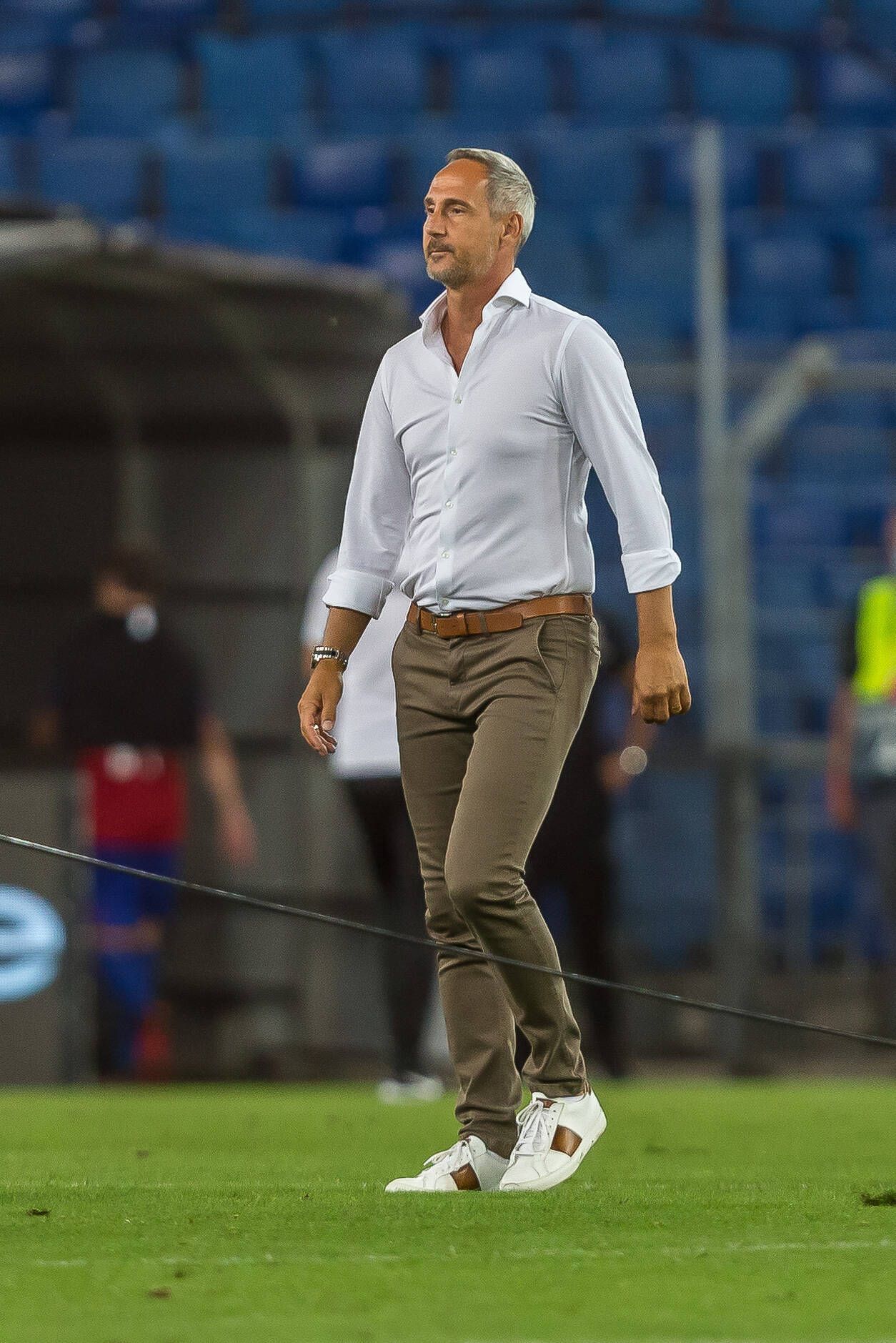 Adi Hütter, damals noch Cheftrainer von Eintracht Frankfurt, beim Europa League Spiel am 6. August 2020 gegen den FC Basel.