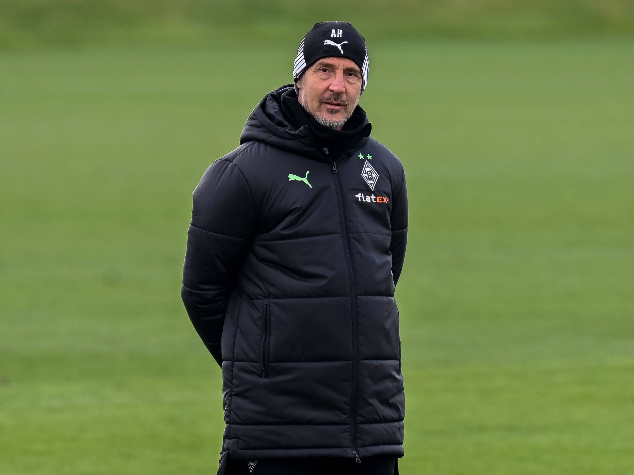 Adi Hütter, Cheftrainer von Borussia Mönchengladbach auf dem Trainingsplatz am 10. April 2022.