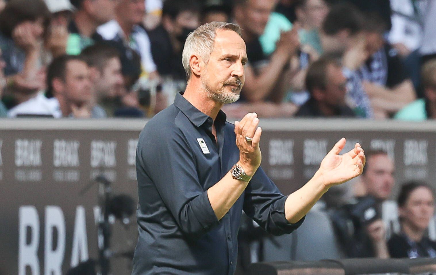 Adi Hütter, hier am 14. Mai 2022 beim Bundesliga-Match gegen die TSG 1899 Hoffenheim an der Seitenlinie, wird in der nächsten Saison nicht mehr Trainer von Borussia Mönchengladbach sein.