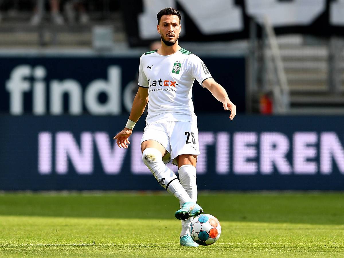 Ramy Bensebaini während der Partie zwischen Eintracht Frankfurt und Borussia Mönchengladbach am 8. Mai 2022.